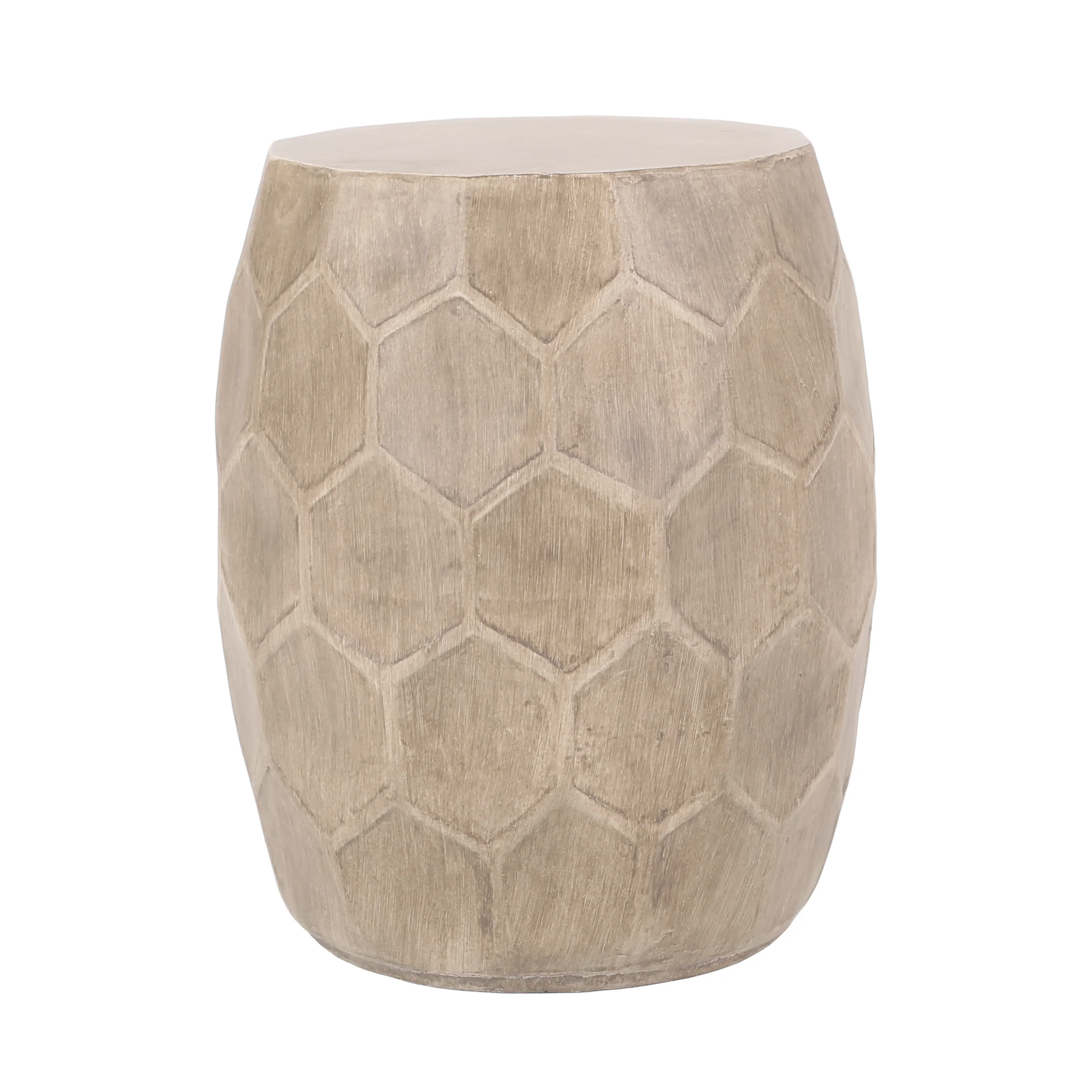 Ardson Outdoor Lightweight Concrete Side Table, Natural Wood - furnishings