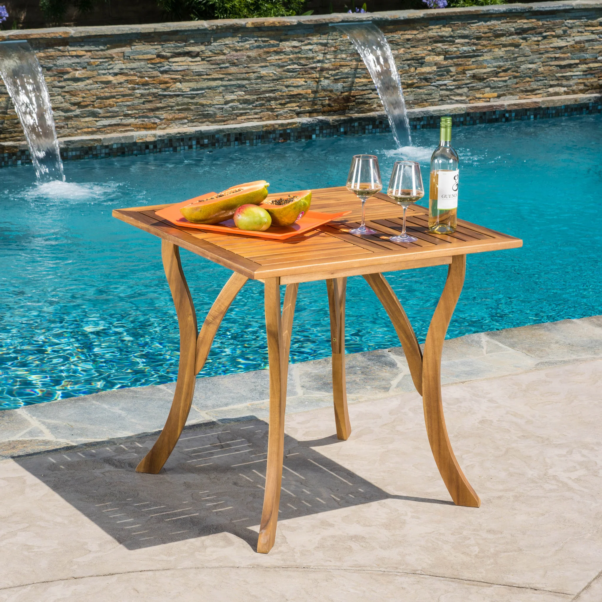 Baia Outdoor Acacia Wood Square Dining Table - furnishings