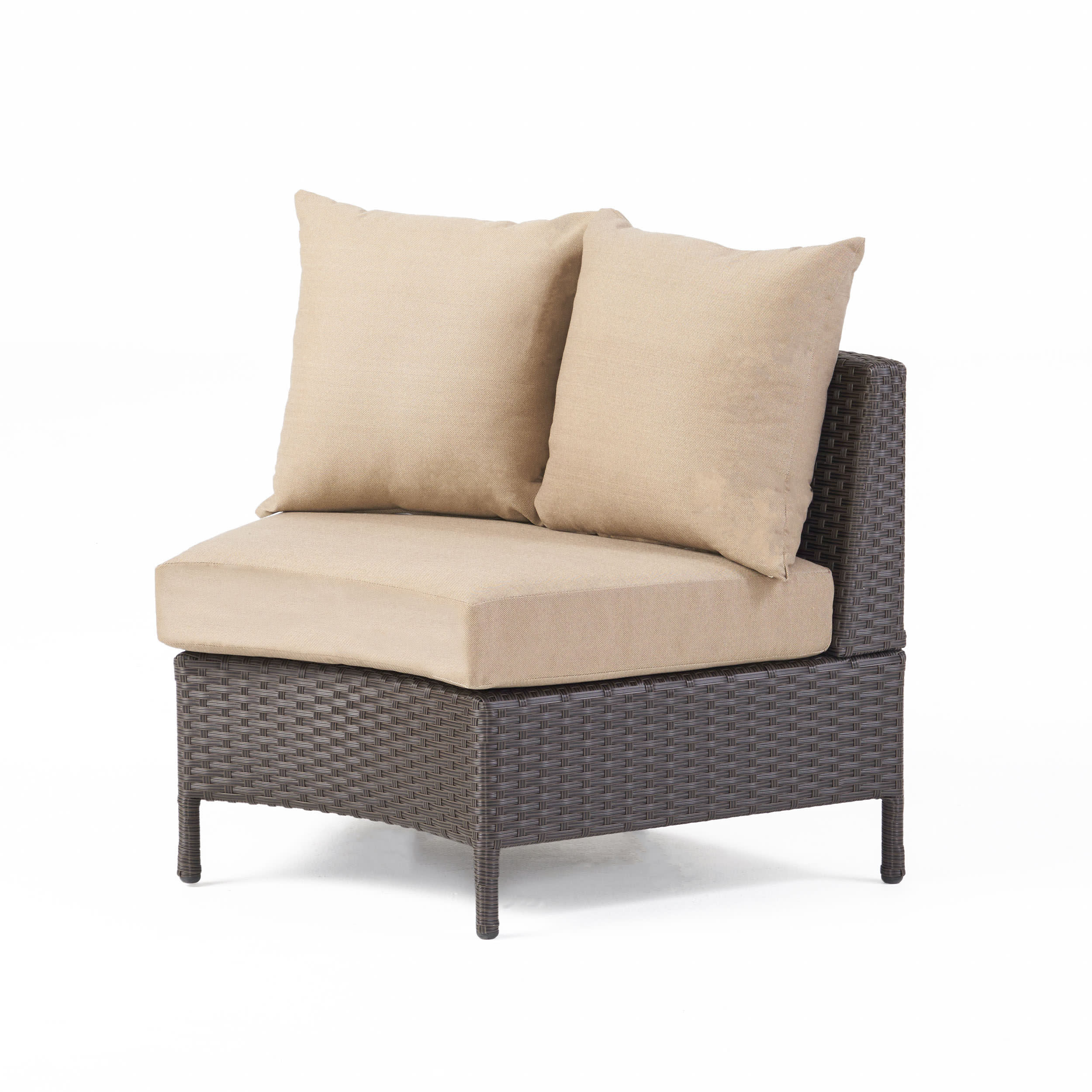 Harper Outdoor Wicker Curved Loveseat Sectional with Cushions - furnishings