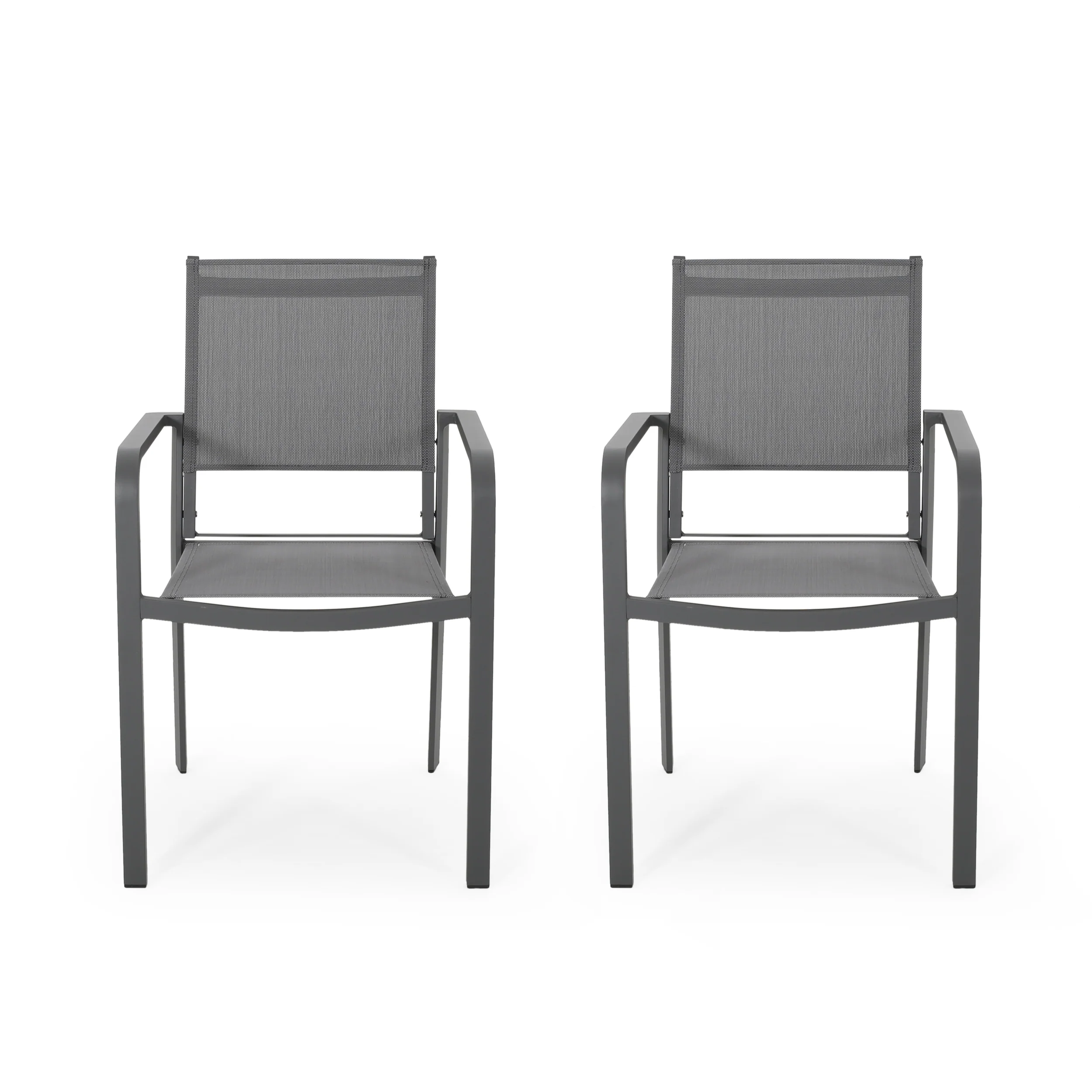 Martin Outdoor Modern Aluminum Dining Chair with Mesh Seat (Set of 2) - furnishings