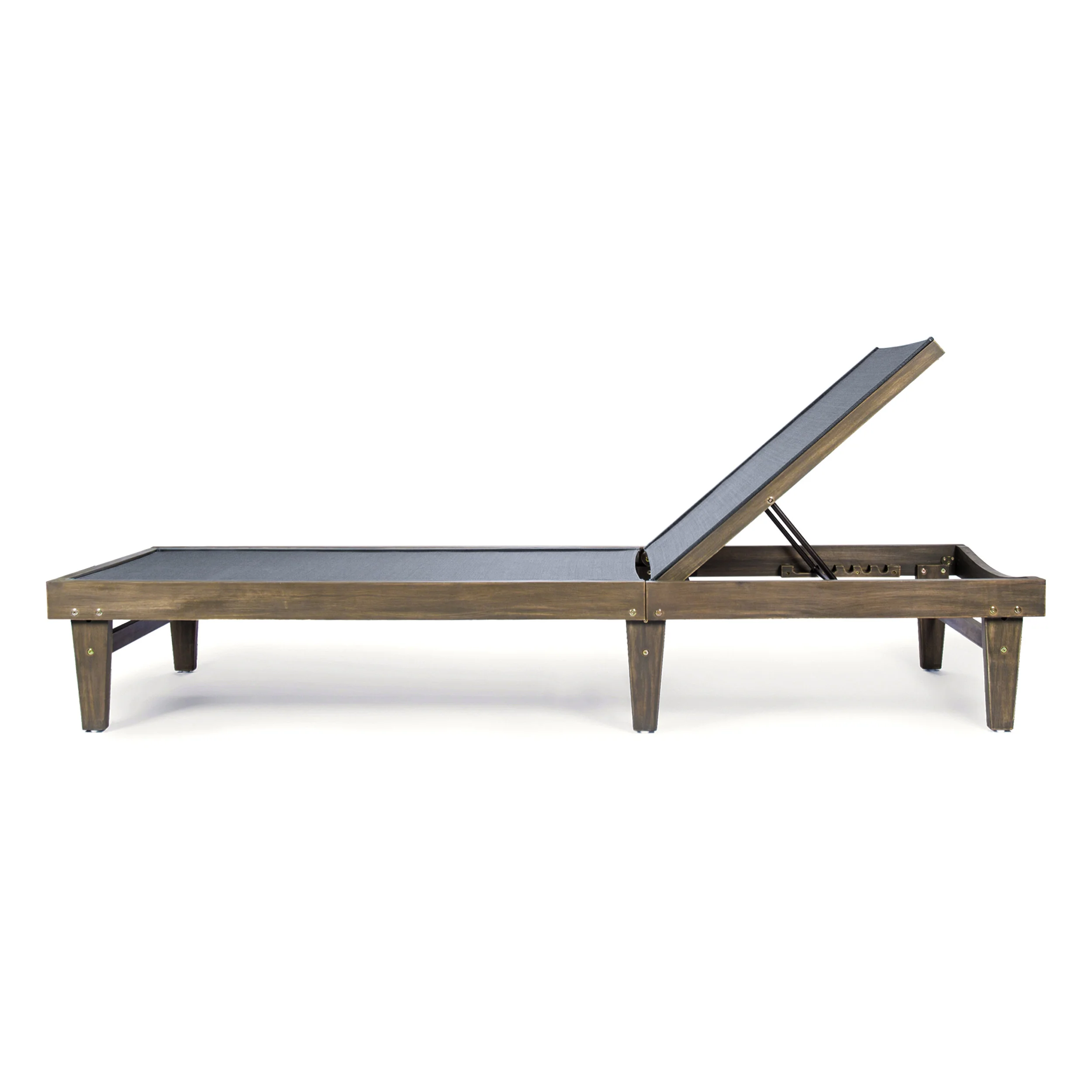 Della Outdoor Mesh Chaise Lounge with Acacia Wood Frame - furnishings
