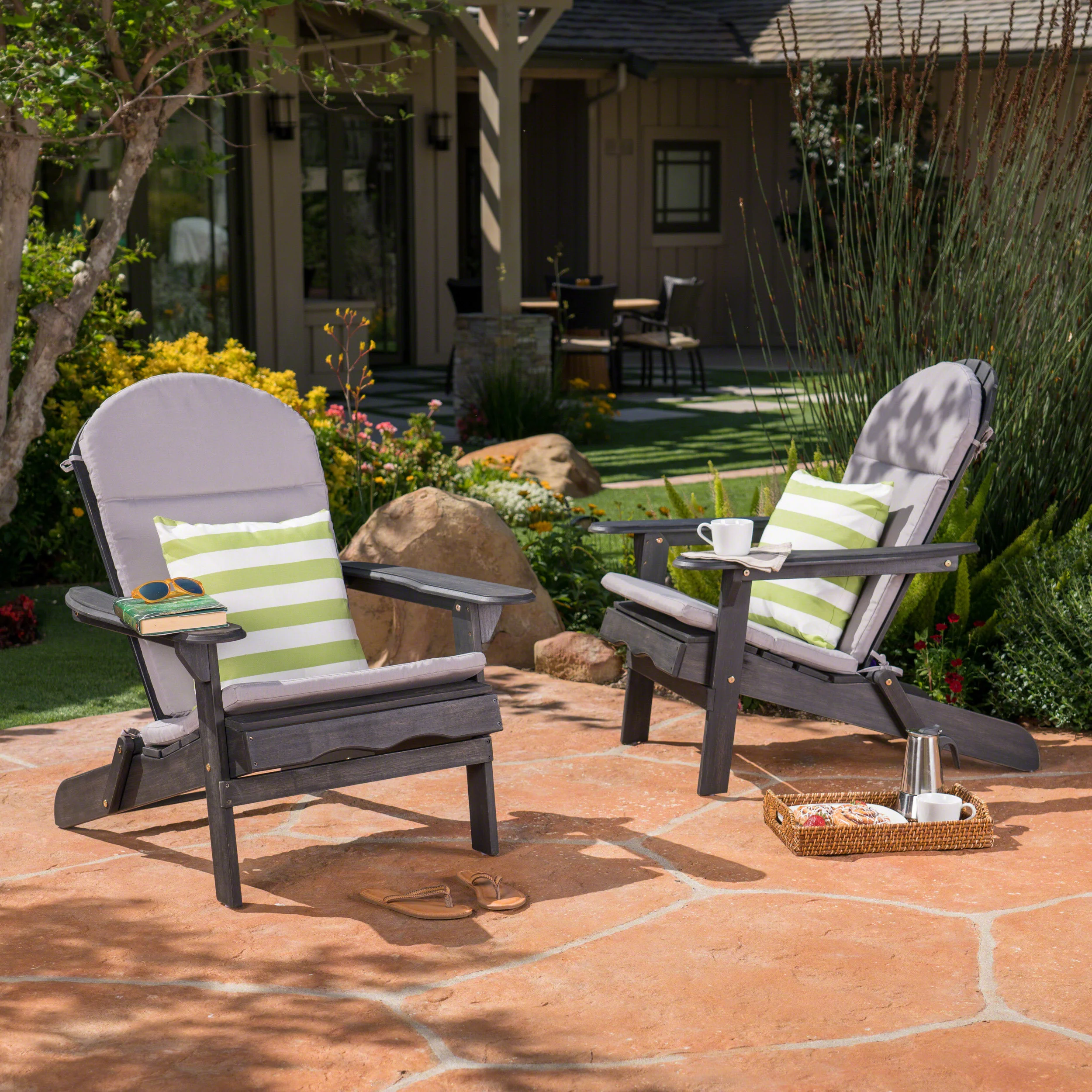 Terry Outdoor Water-Resistant Adirondack Chair Cushions - furnishings