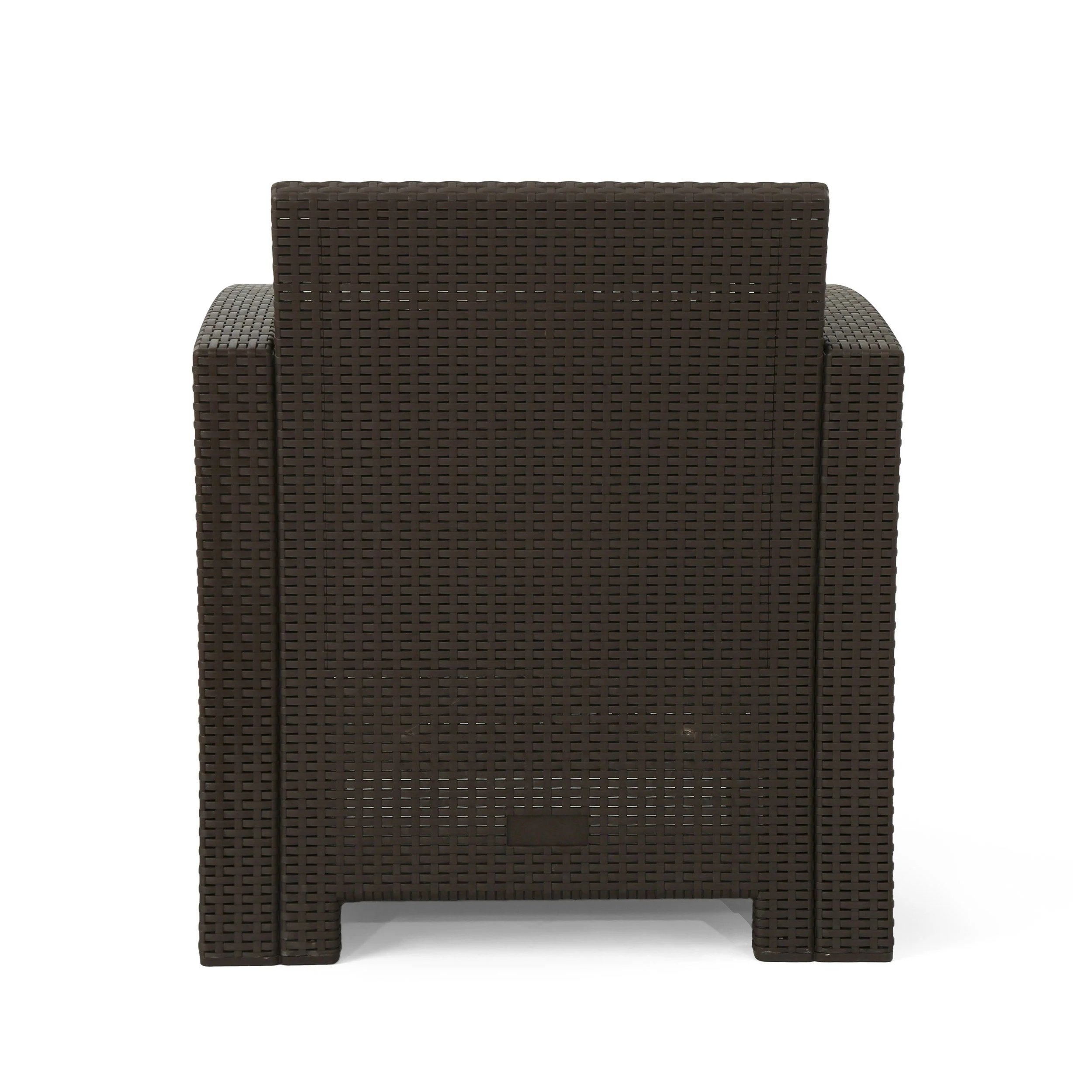 Ollie Outdoor 4-Seater Wicker Print Club Chat Chair Set with Fire Pit - furnishings