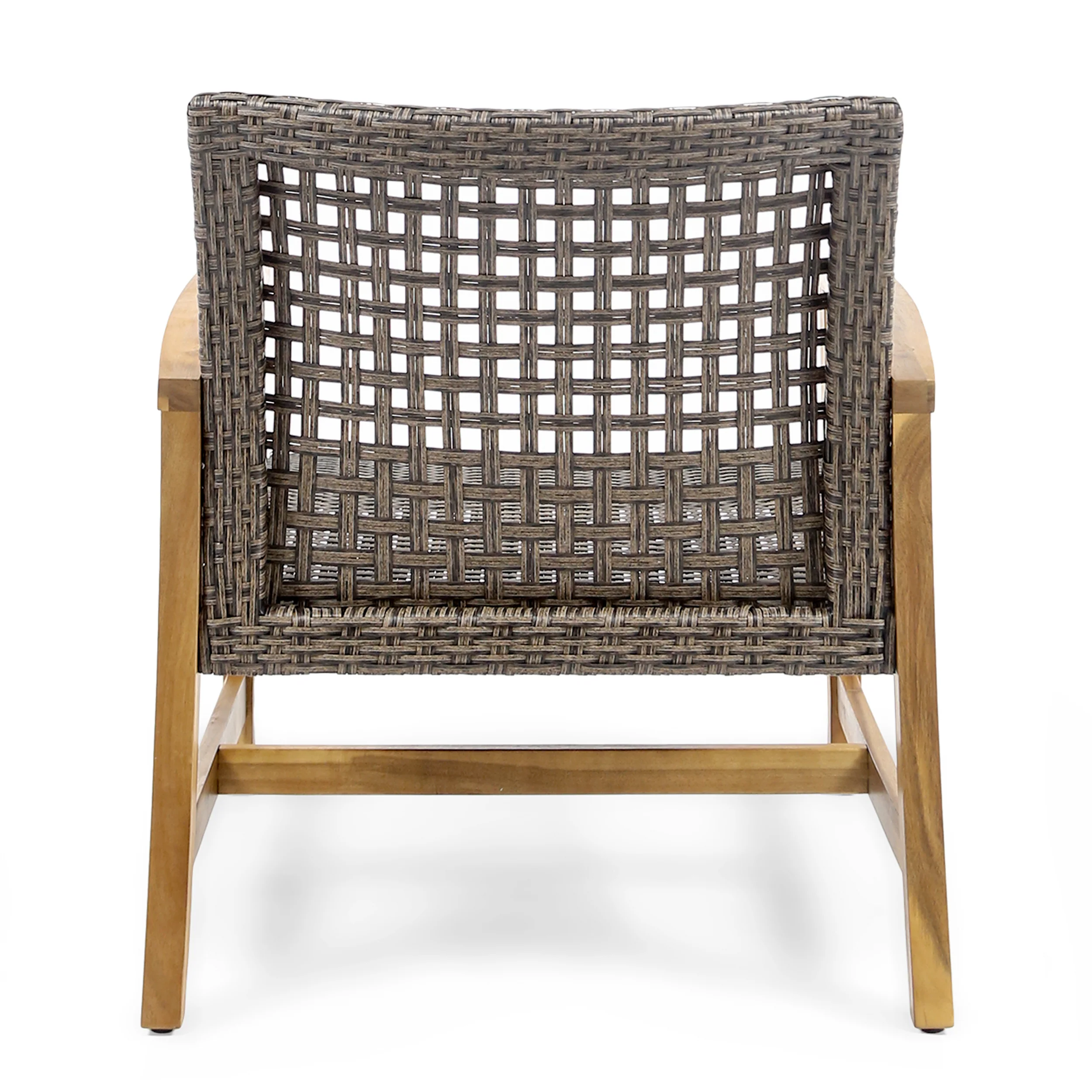 Tabby Outdoor 6 Piece Wood and Wicker Chat Set with Fire Pit - furnishings
