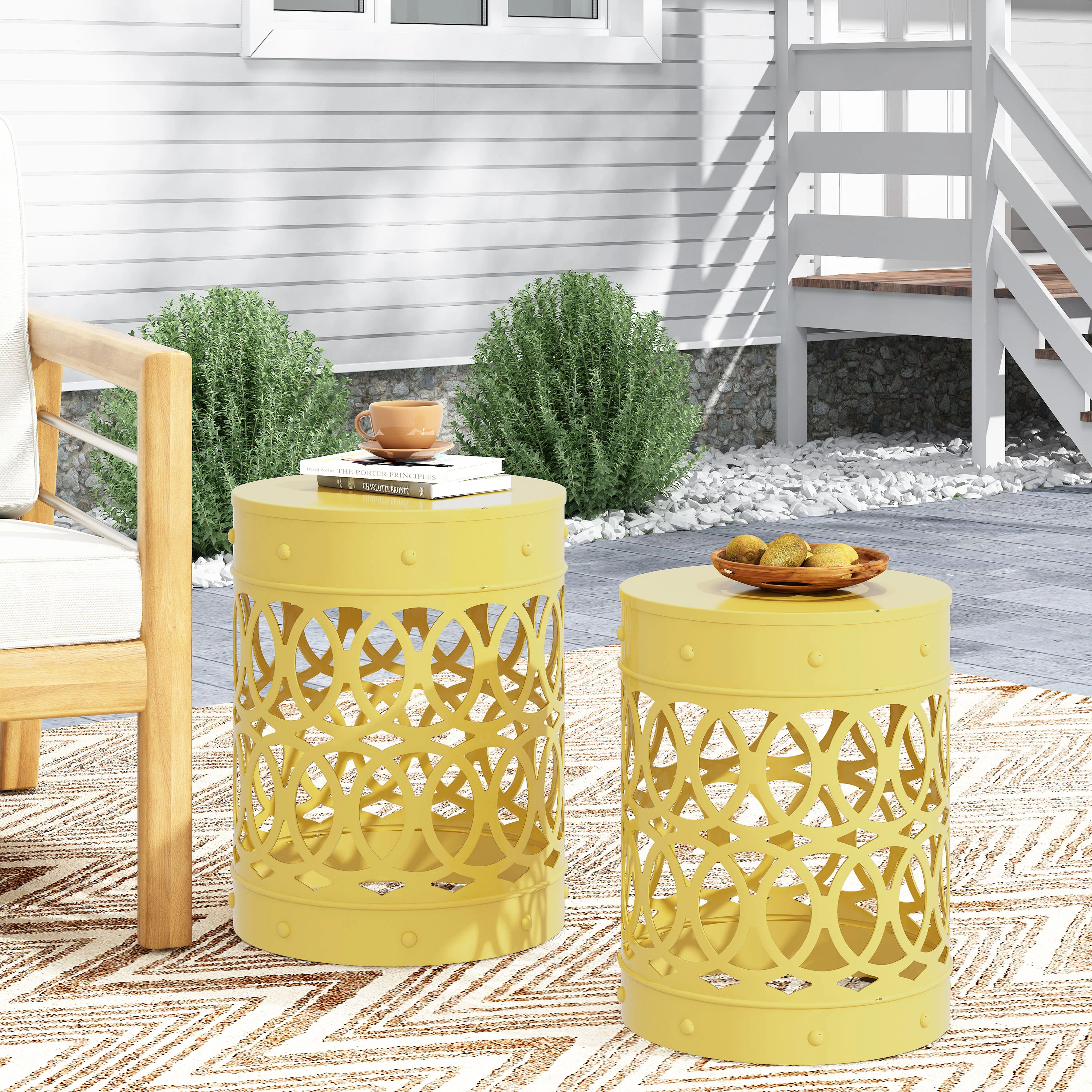 Pellerin Outdoor Metal Side Tables, Set of 2 - furnishings