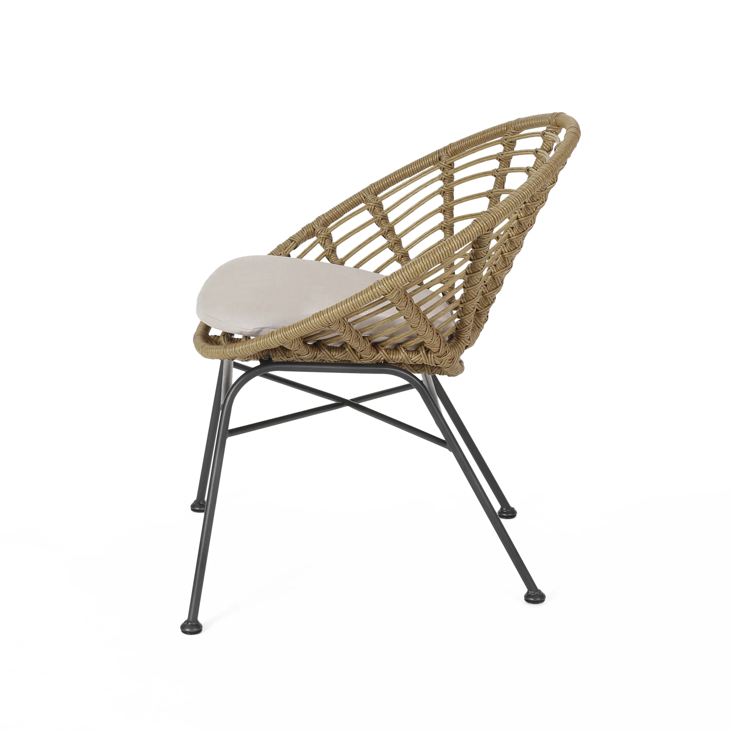 Seaton Outdoor Modern Boho 2 Seater Wicker Chat Set with Side Table - furnishings