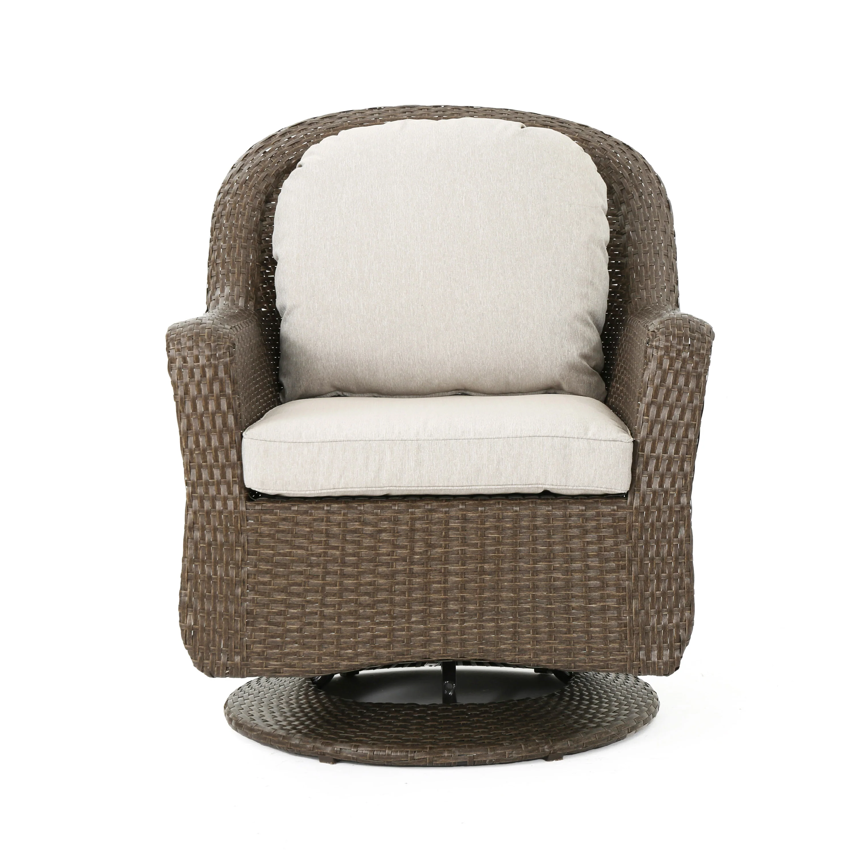 Linsten Outdoor Wicker Swivel Club Chairs with Water Resistant Cushions - furnishings