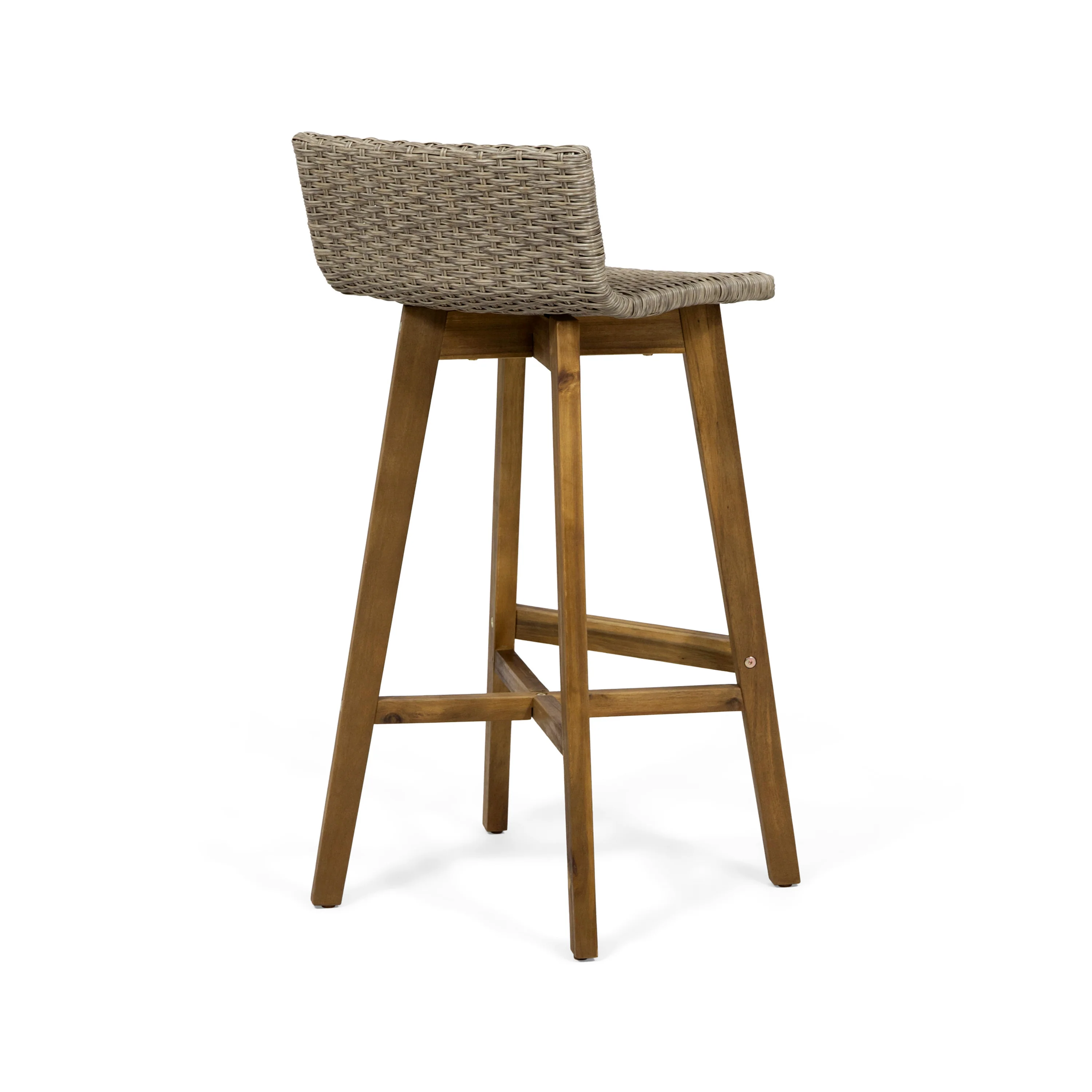 Bellagio Outdoor Acacia Wood & Wicker Barstools (Set of 2) - furnishings