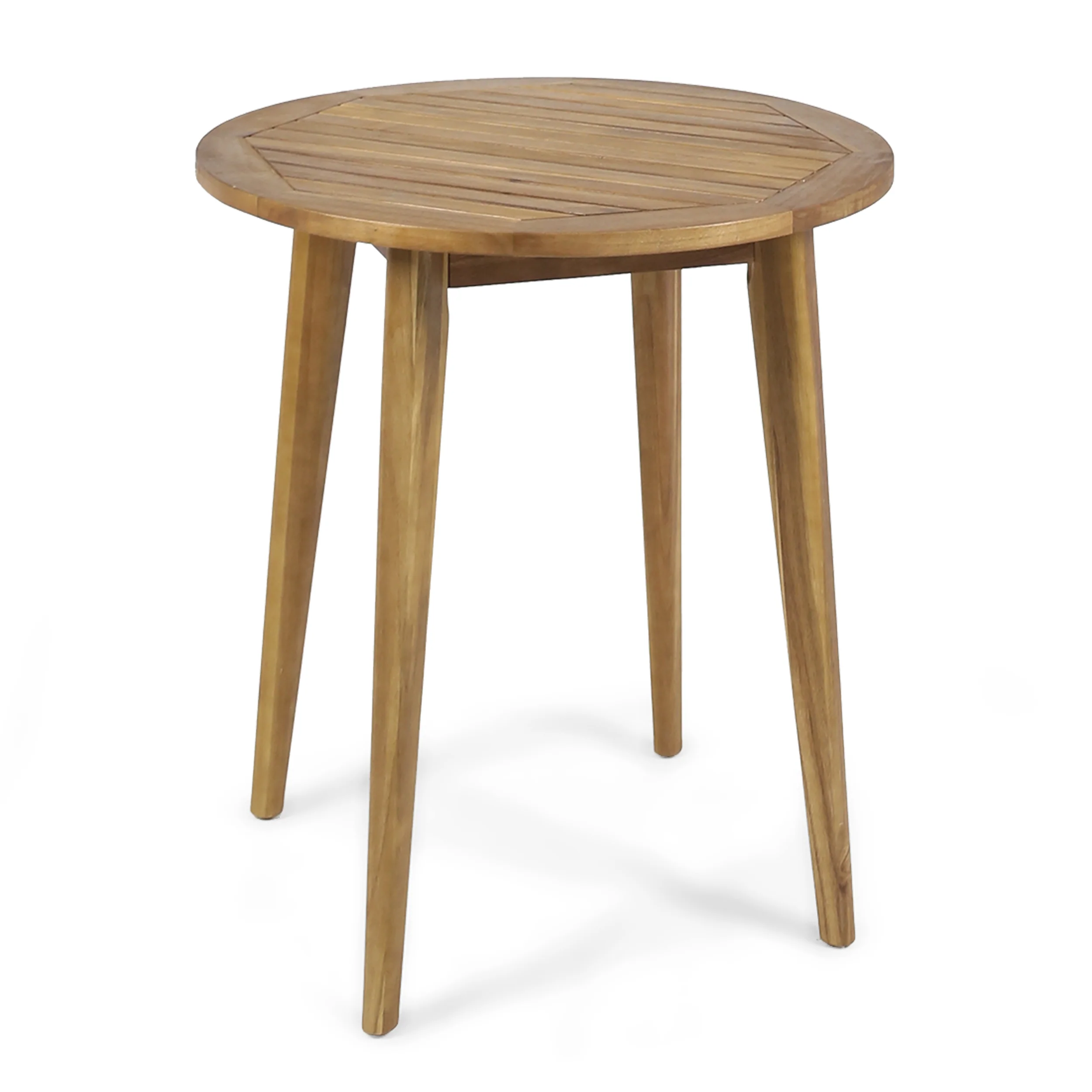 Stanford Outdoor Round Acacia Wood Bistro Table with Straight Legs, Teak - furnishings