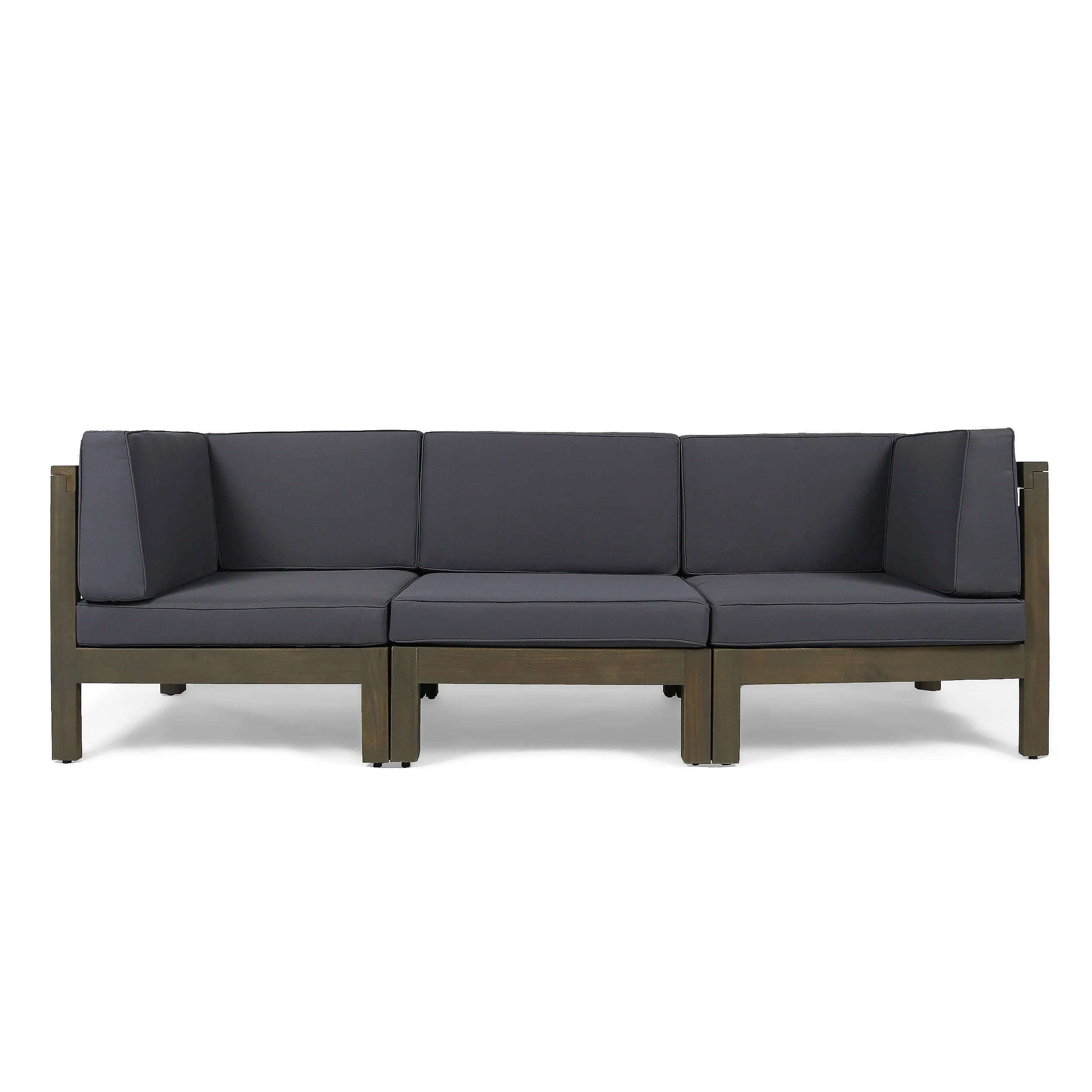 Dawson Outdoor Sectional Sofa Set - 3-Seater - Acacia Wood - Outdoor Cushions - furnishings