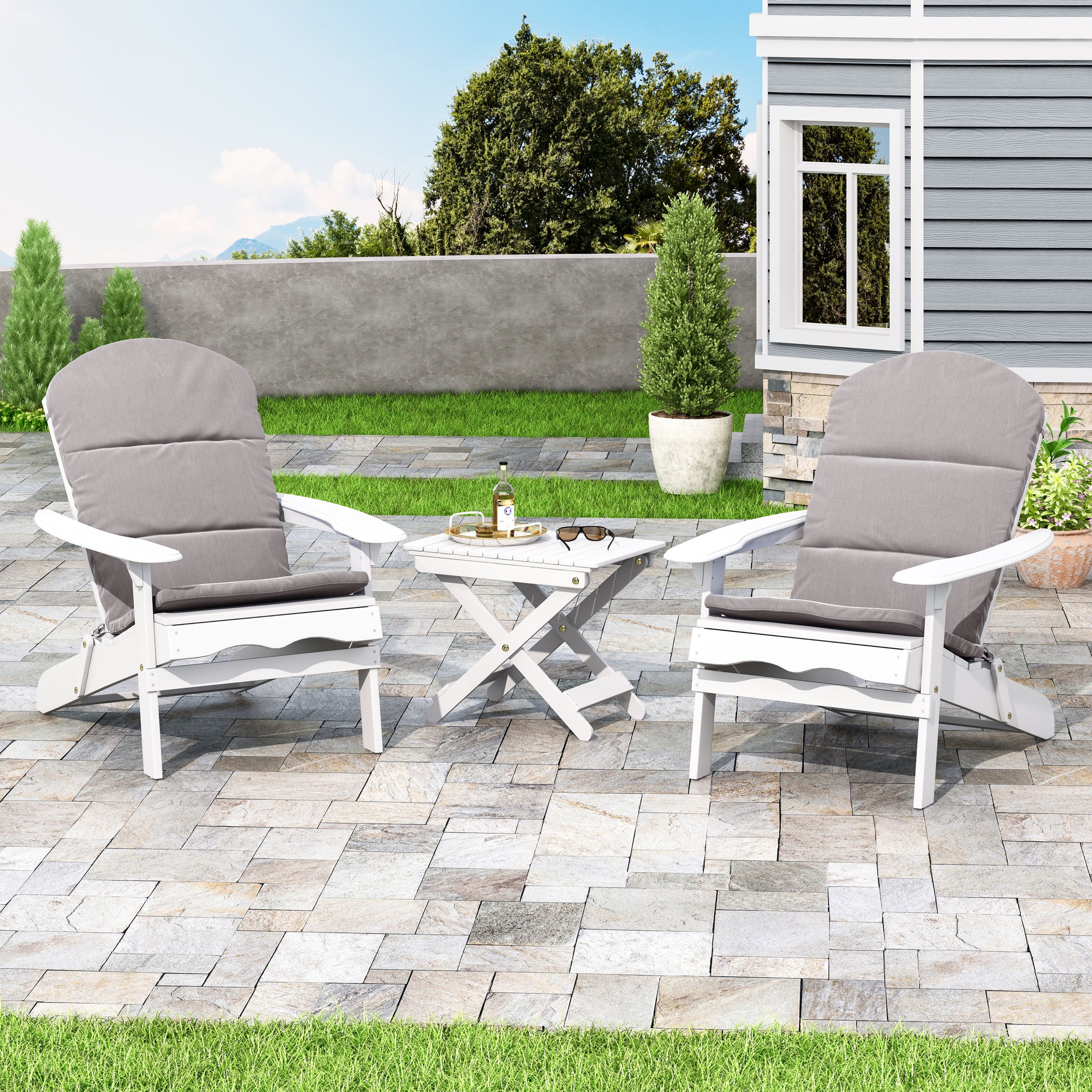 Reed Outdoor 2 Seater Acacia Wood Chat Set with Water Resistant Cushions - furnishings
