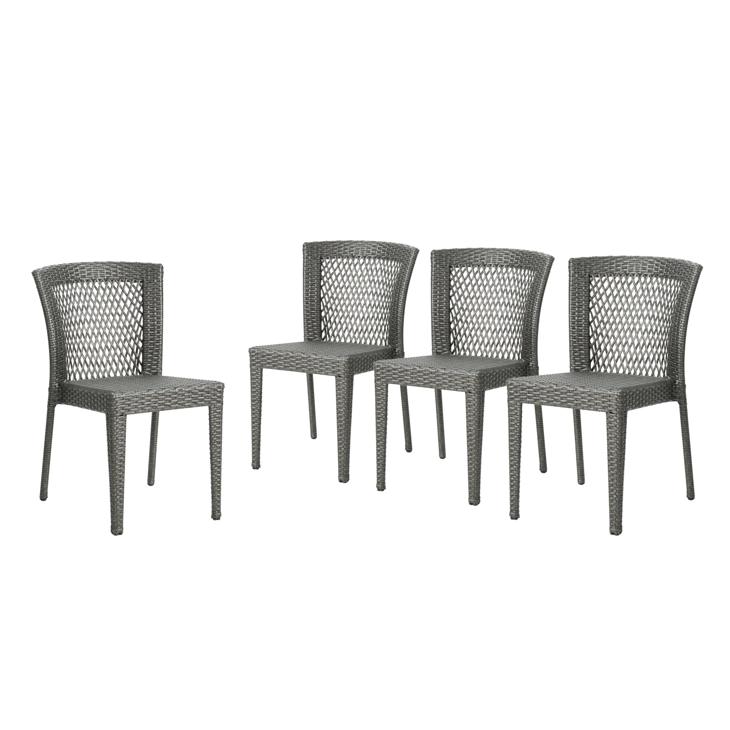 Bonnie Outdoor Gray Wicker Stackable Dining Chairs - furnishings