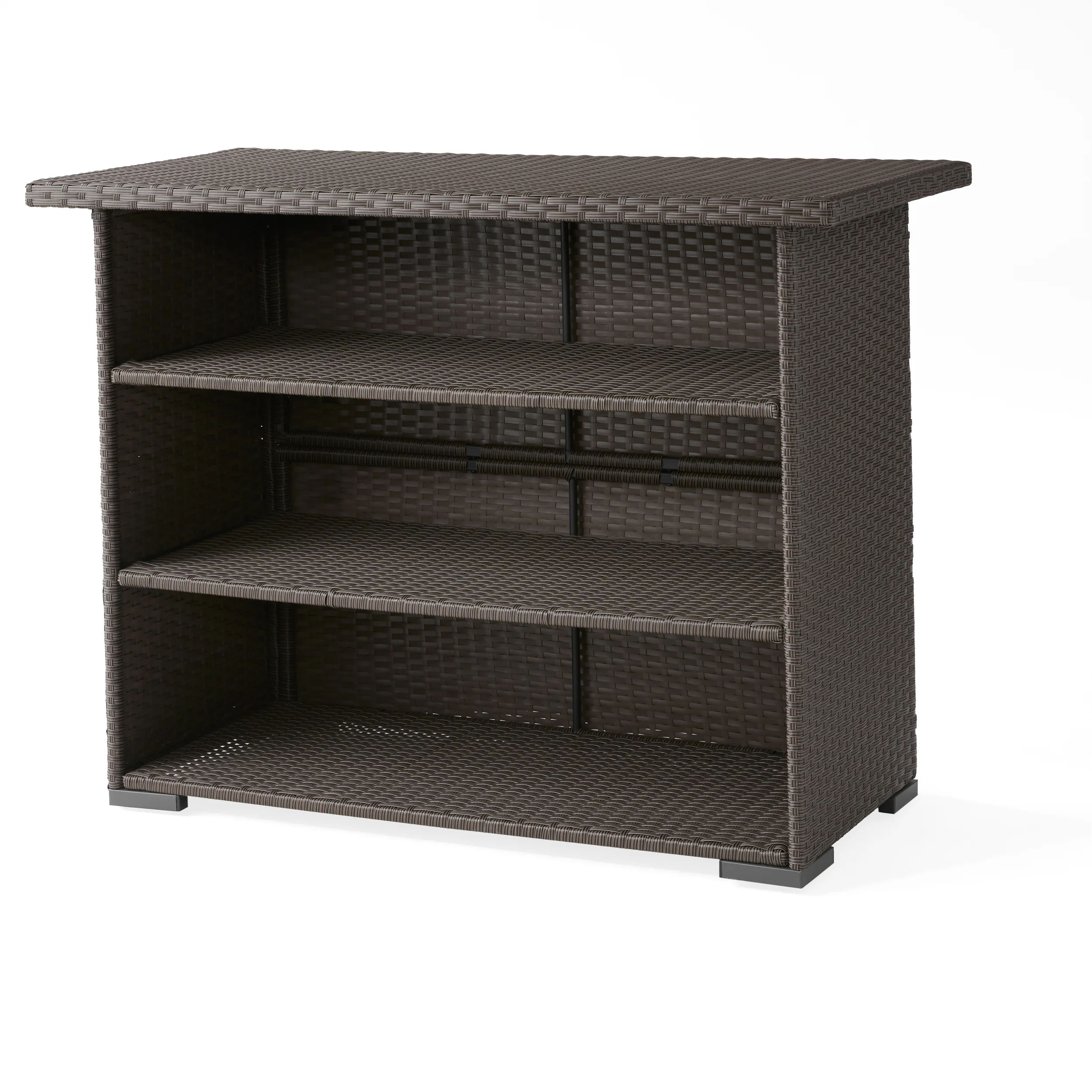 Germar Contemporary Outdoor Dark Brown Polyethylene Bar - furnishings