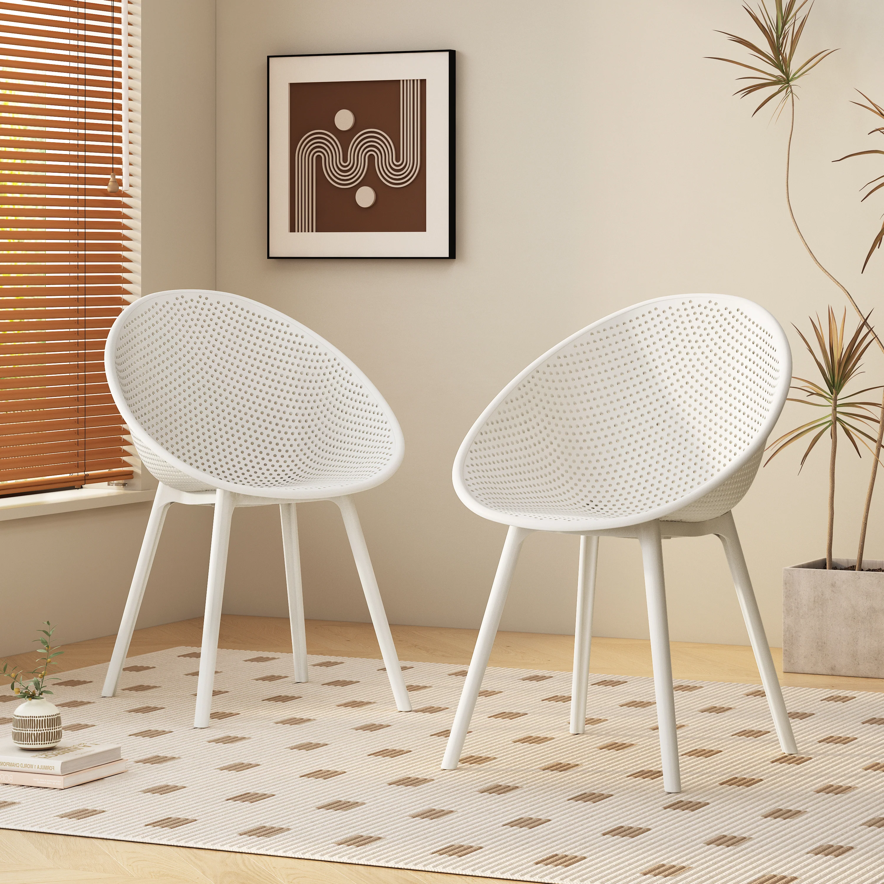Indoor & Outdoor Polypropelene Plastic Gable Dining Chair, Set of 2 - furnishings