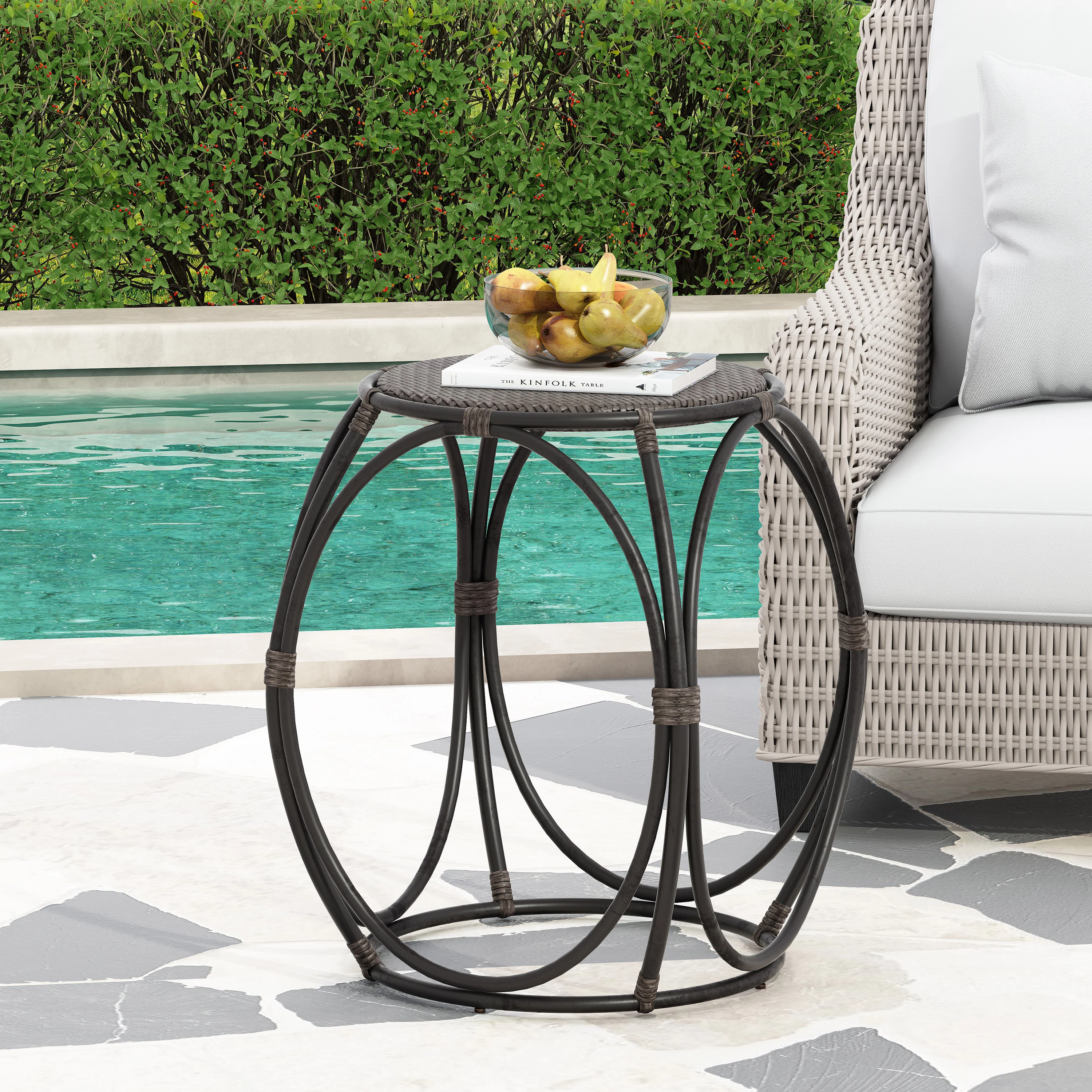 Coston Outdoor Wicker Side Table - furnishings