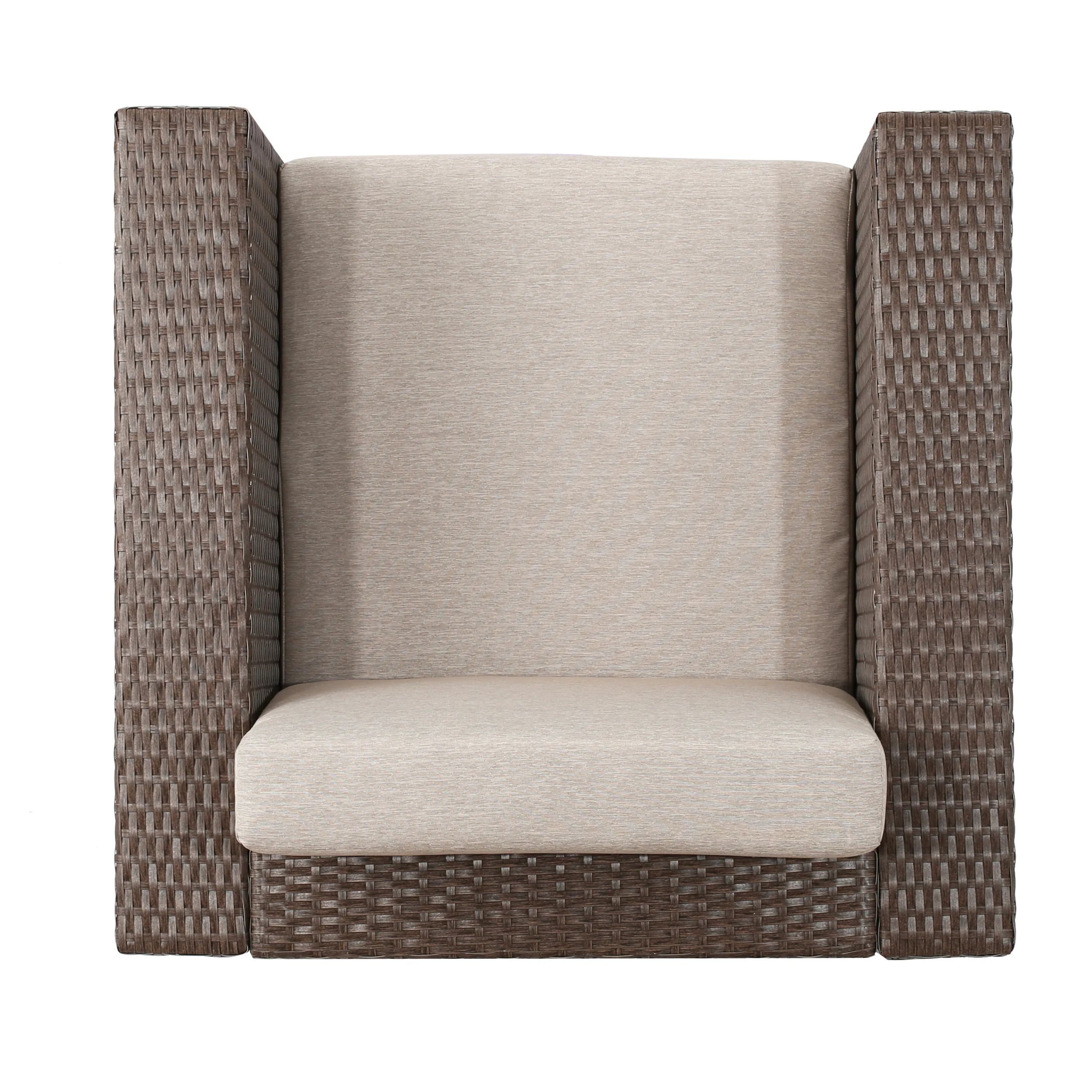 Calella Outdoor 4 Seater Wicker Swivel Chair and Fire Pit Set - furnishings