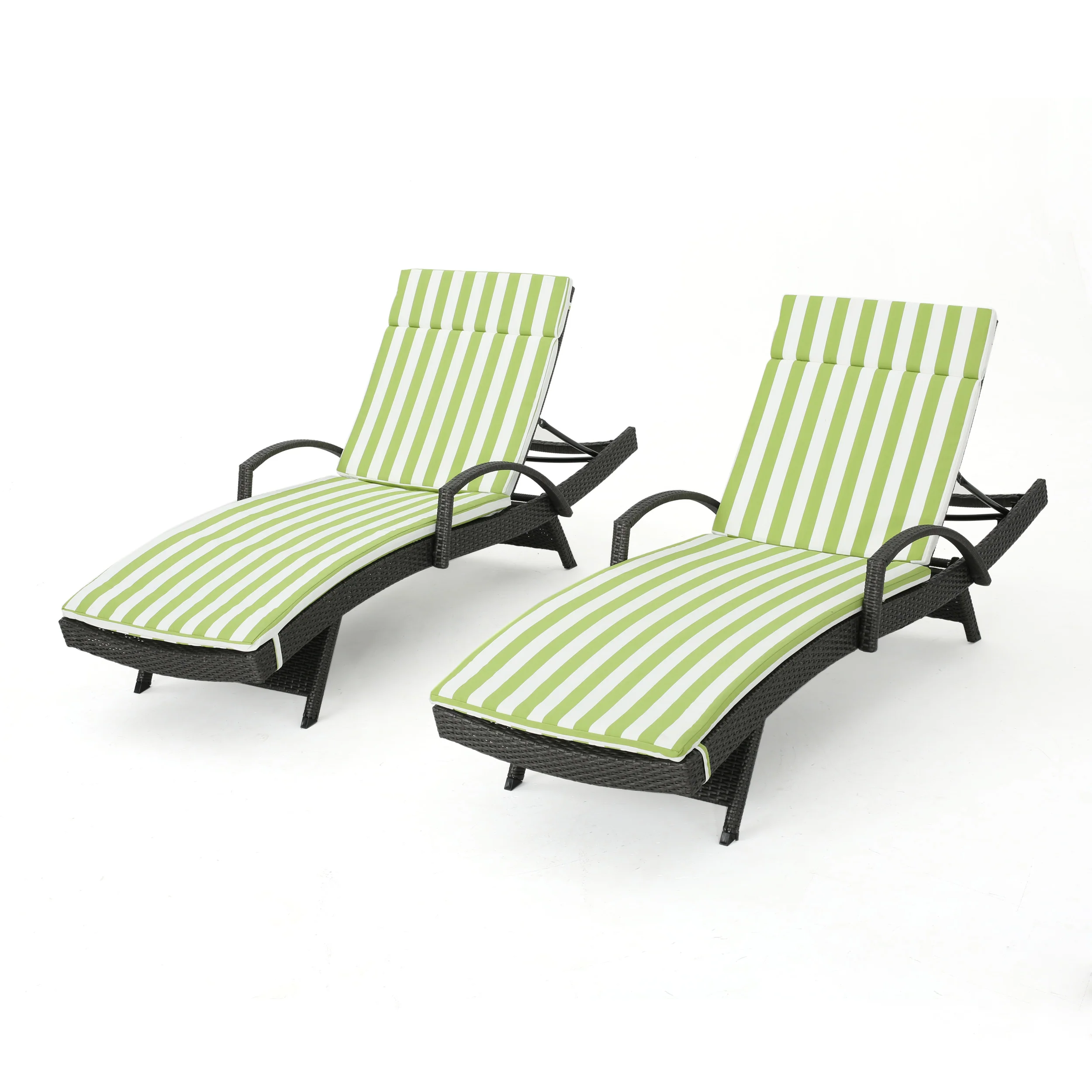 Soleil Outdoor Wicker Chaise Lounges w/ Water Resistant Cushions (Set of 2) - furnishings