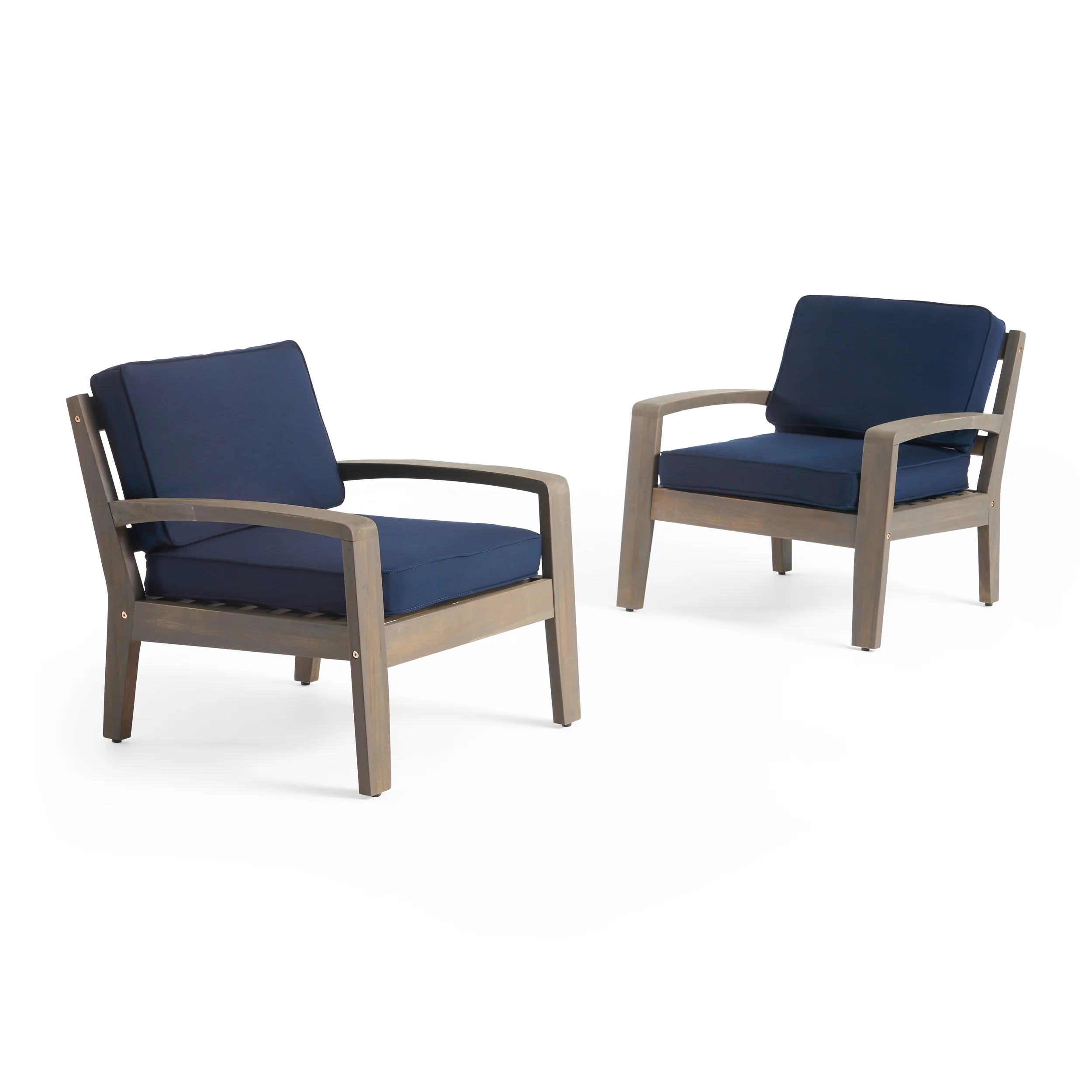 Parma Outdoor Acacia Wood Club Chairs with Sunbrella Cushions - furnishings