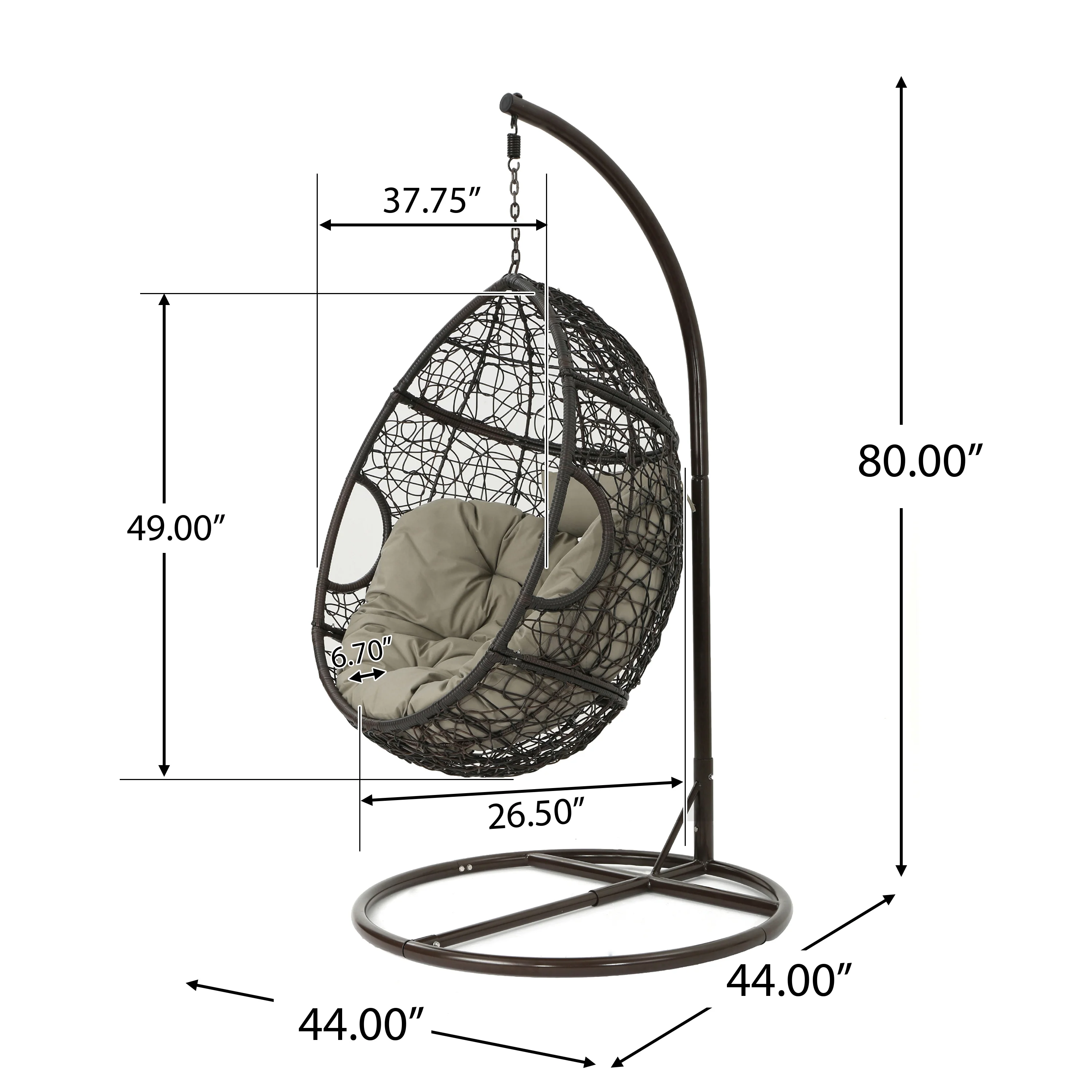 Kyle Outdoor Wicker Hanging Teardrop / Egg Chair - furnishings