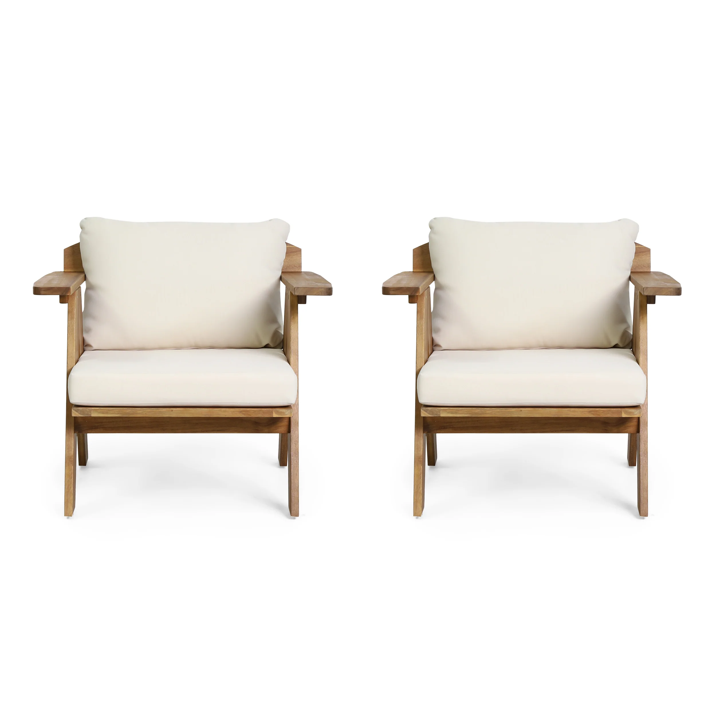 Malheur Outdoor Acacia Wood Club Chairs with Cushions (Set 2) - furnishings