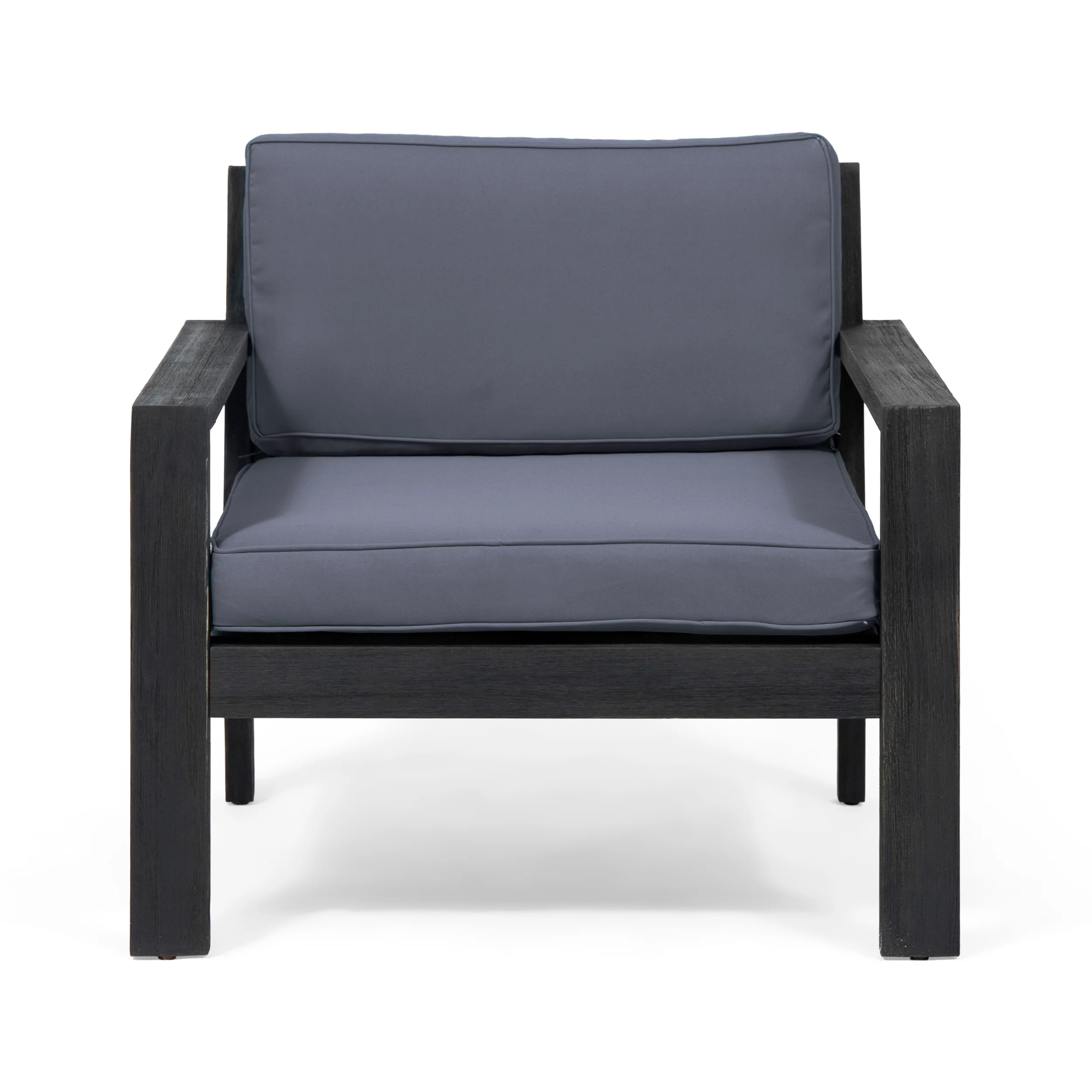 Susan Outdoor Acacia Wood Club Chairs with Cushions (Set of 2) - furnishings