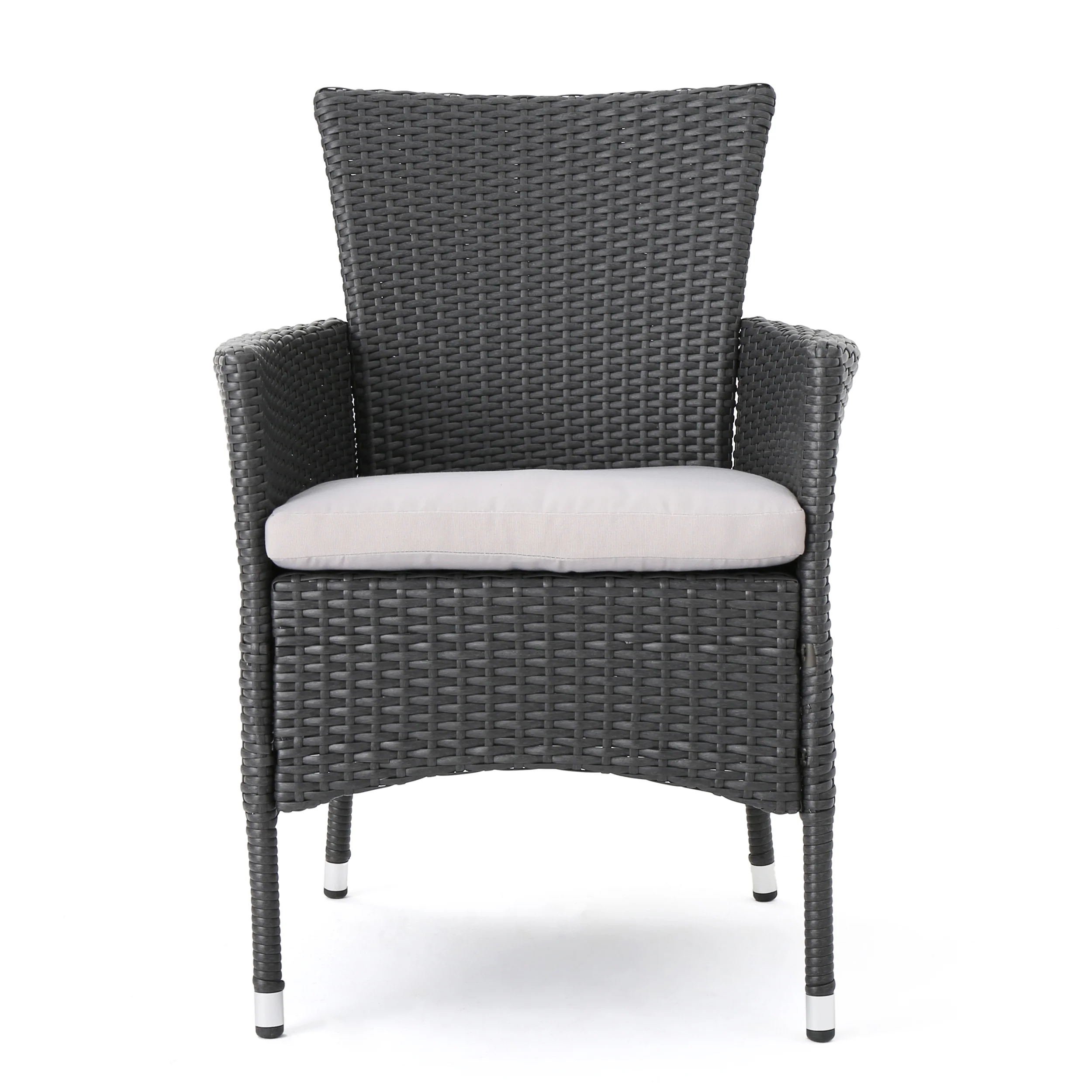 Brascha Contemporary Outdoor PE Wicker Dining Chairs w/ Cushions - furnishings
