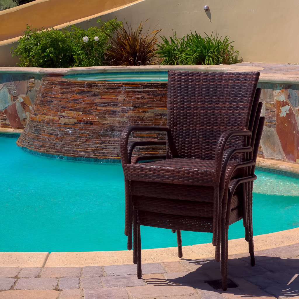 Ferndale Outdoor Contemporary Wicker Stacking Chairs - furnishings