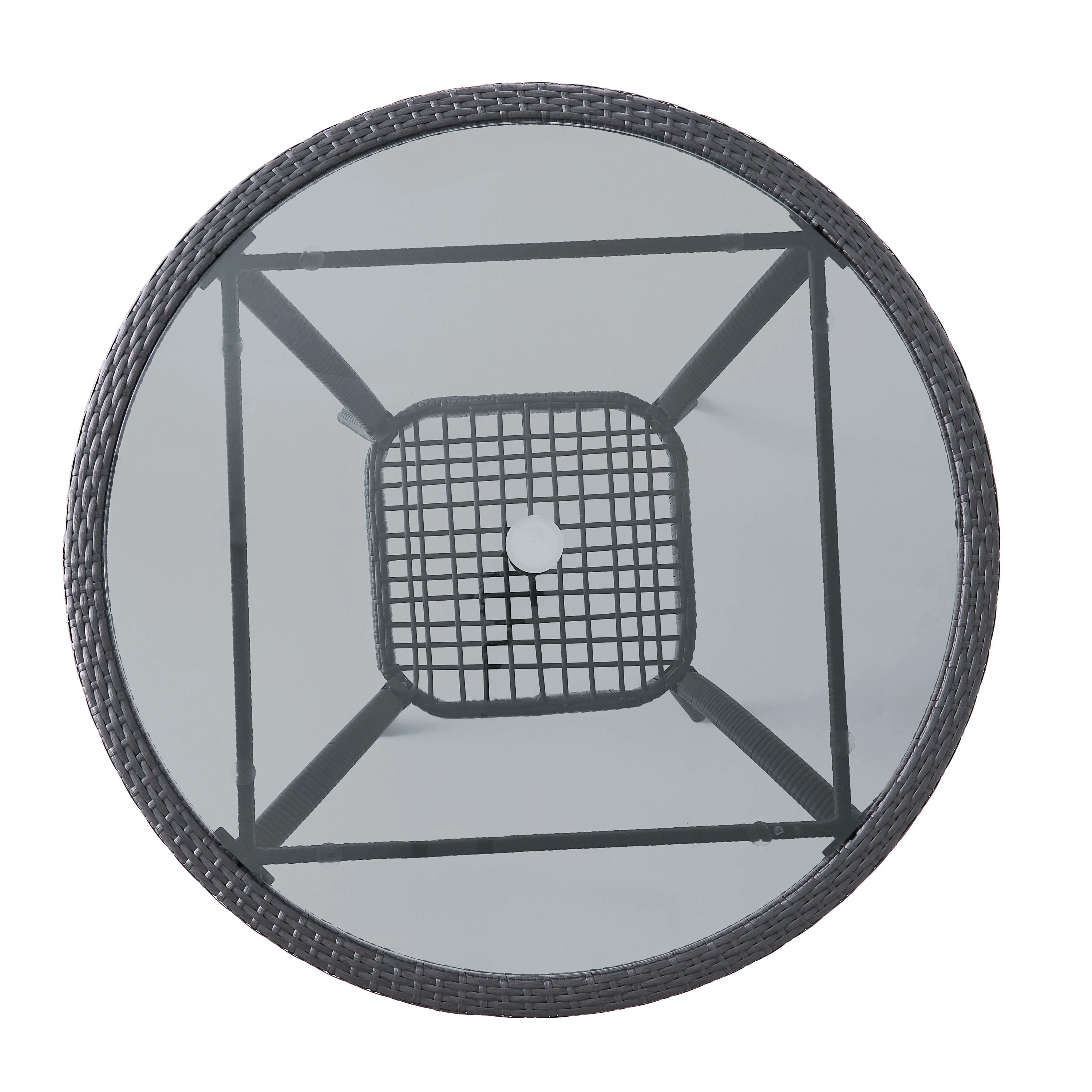 Hopp Outdoor Coastal Gray Wicker Side Table with Tempered Glass Top - furnishings