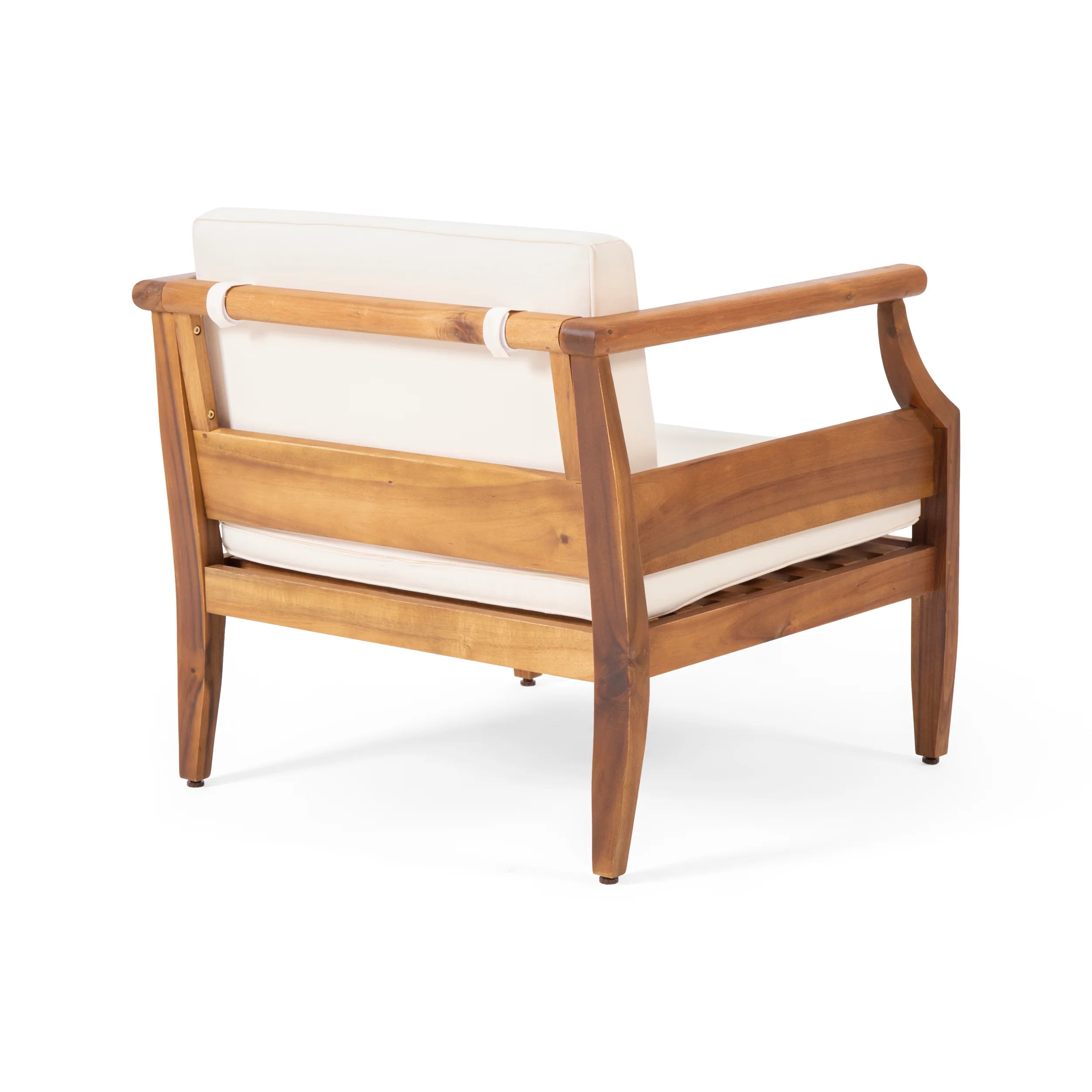Bianca Outdoor Mid-Century Modern Acacia Wood 4 Seater Chat Set with Cushions - furnishings