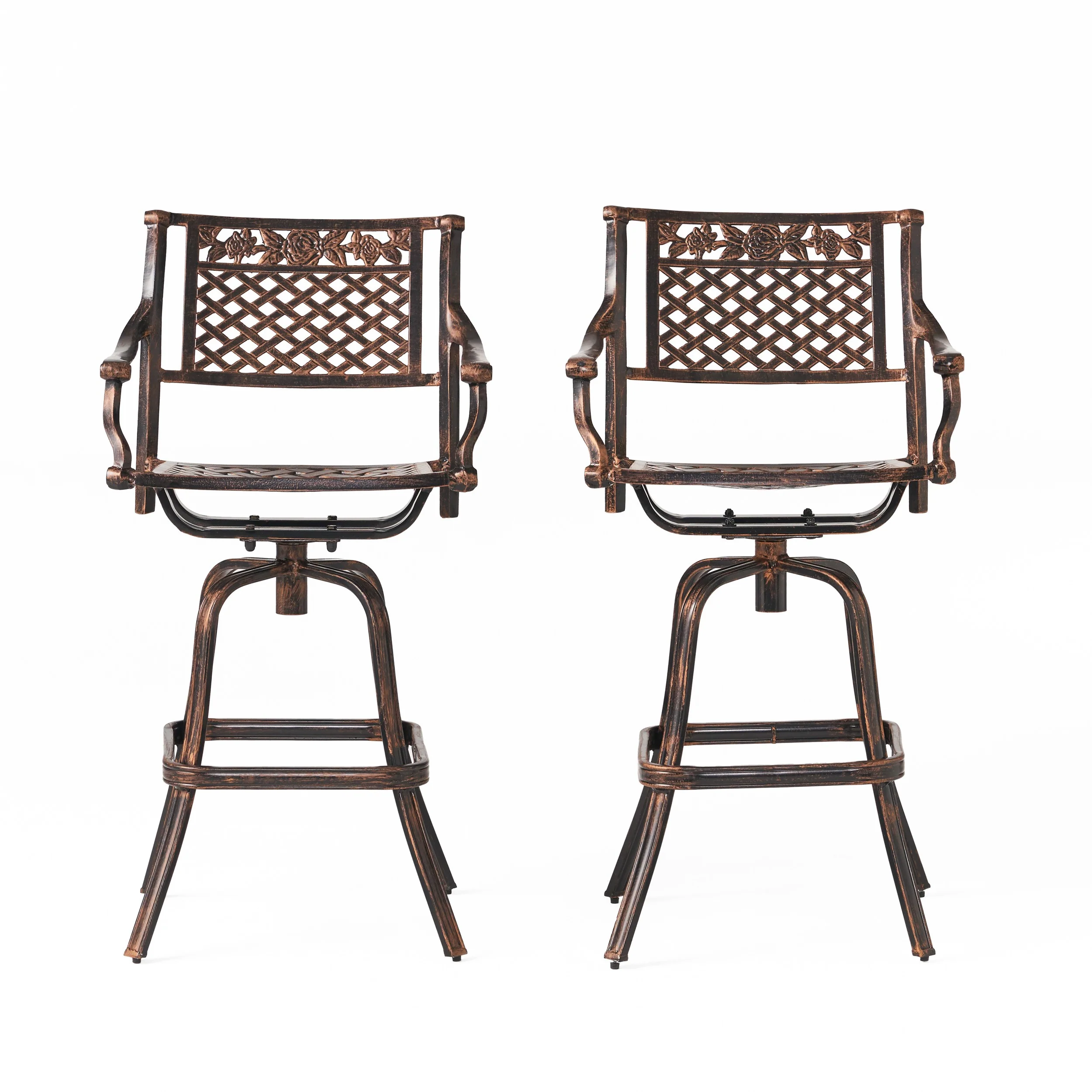 Sierra 30-Inch Outdoor Cast Aluminum Swivel Bar Stools (Set of 2) - furnishings