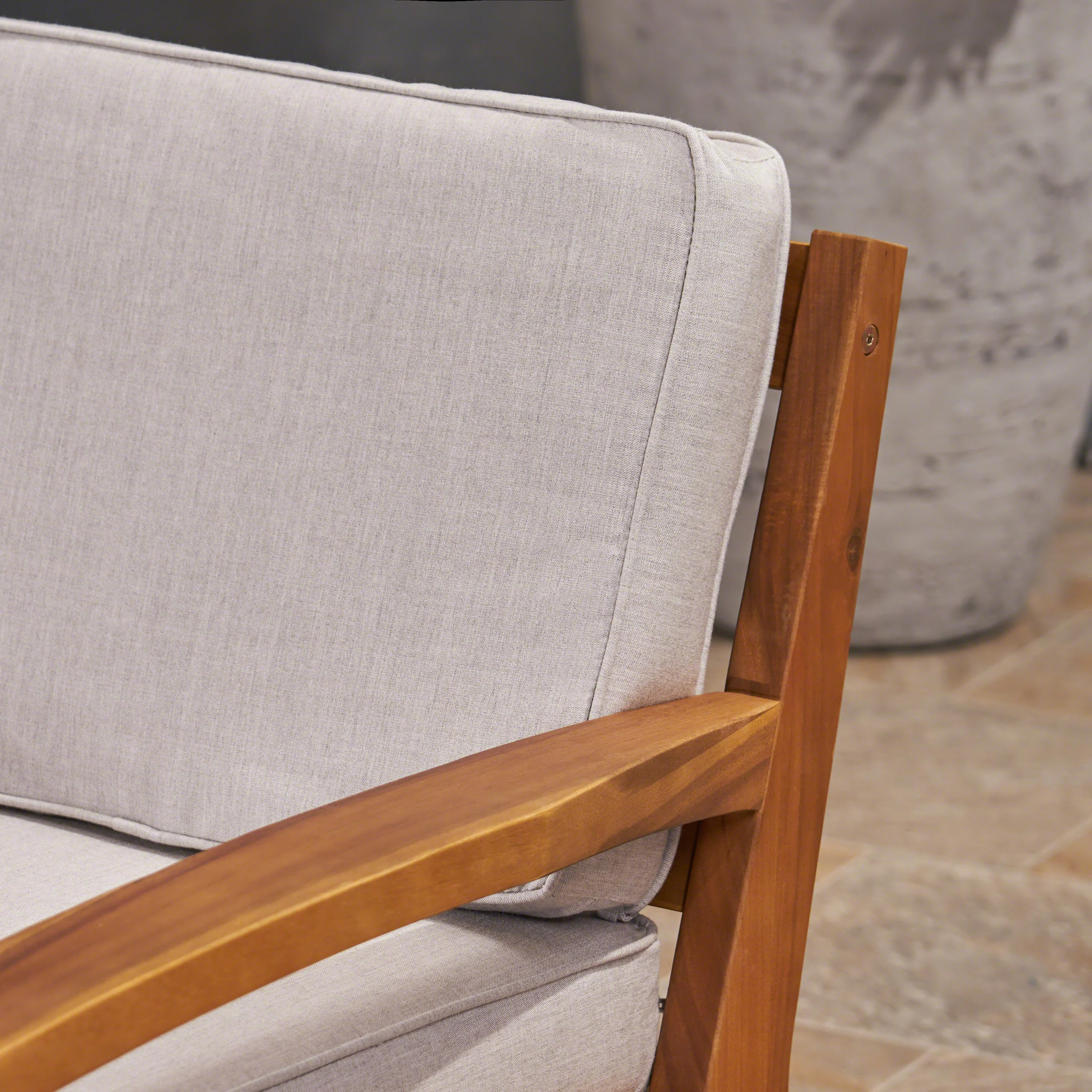 Parma Outdoor Acacia Wood Club Chairs with Sunbrella Cushions - furnishings