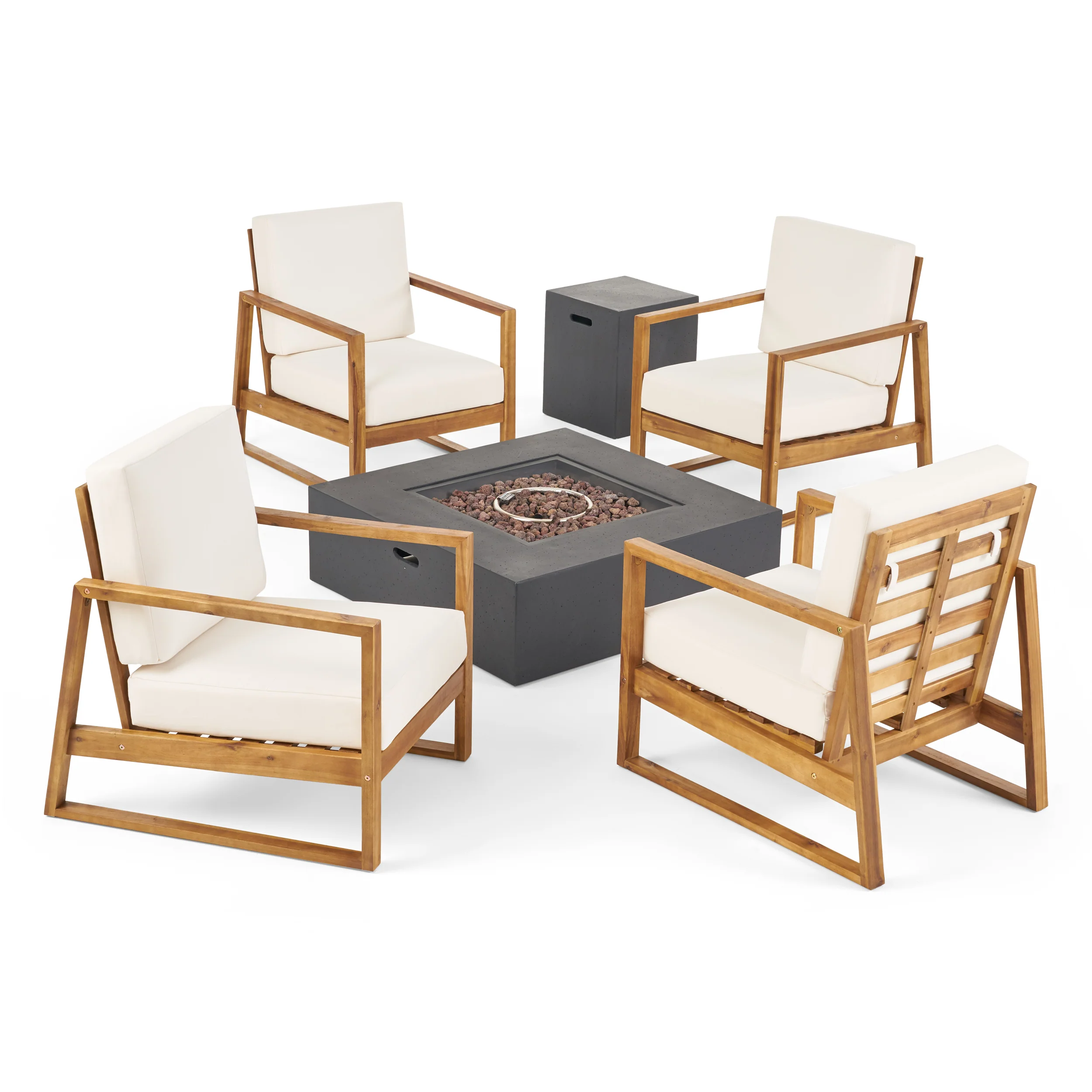 Marlee Outdoor 4 Seater Chat Set with Fire Pit - furnishings