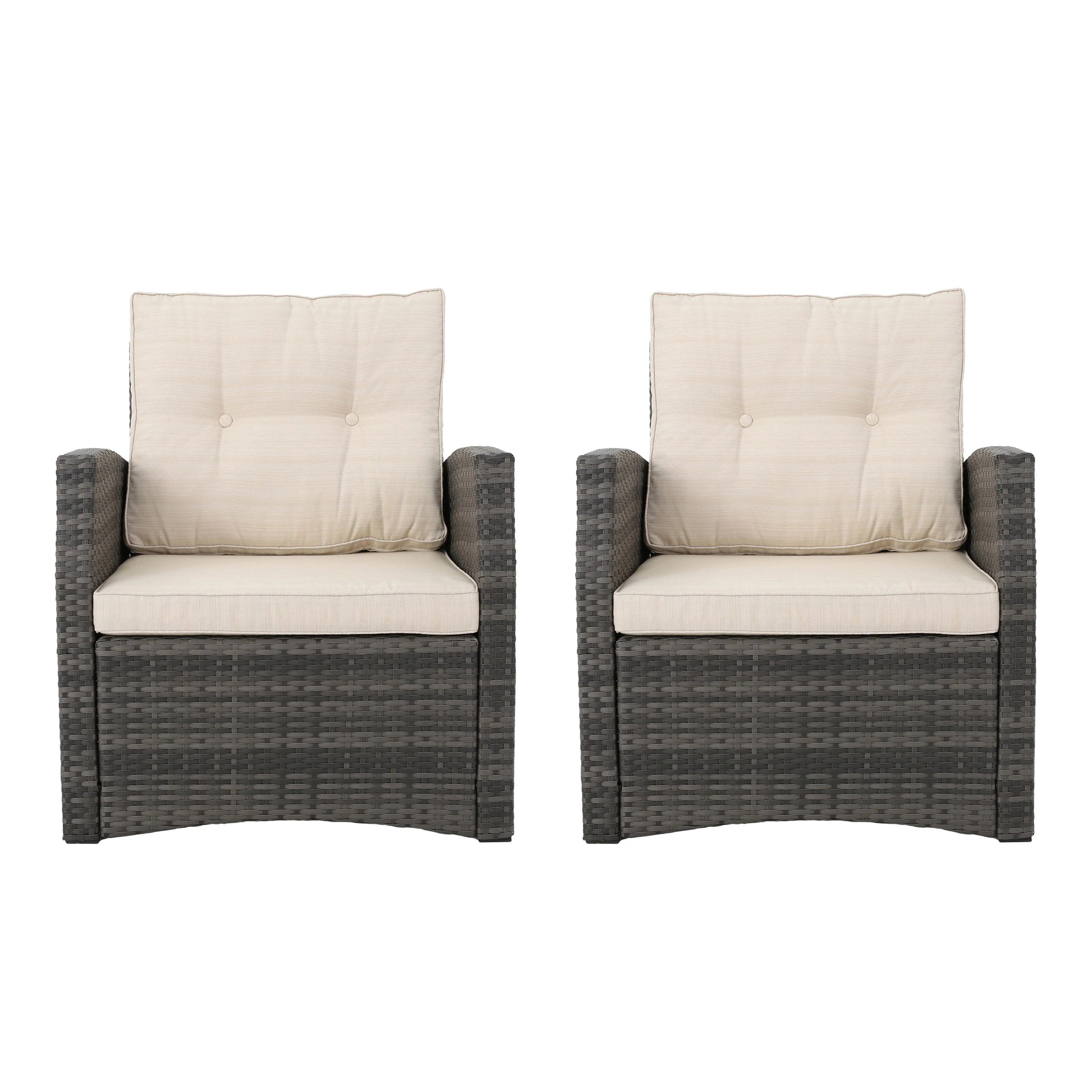 Nikki Outdoor Wicker Club Chairs with Cushions, Set of 2 - furnishings