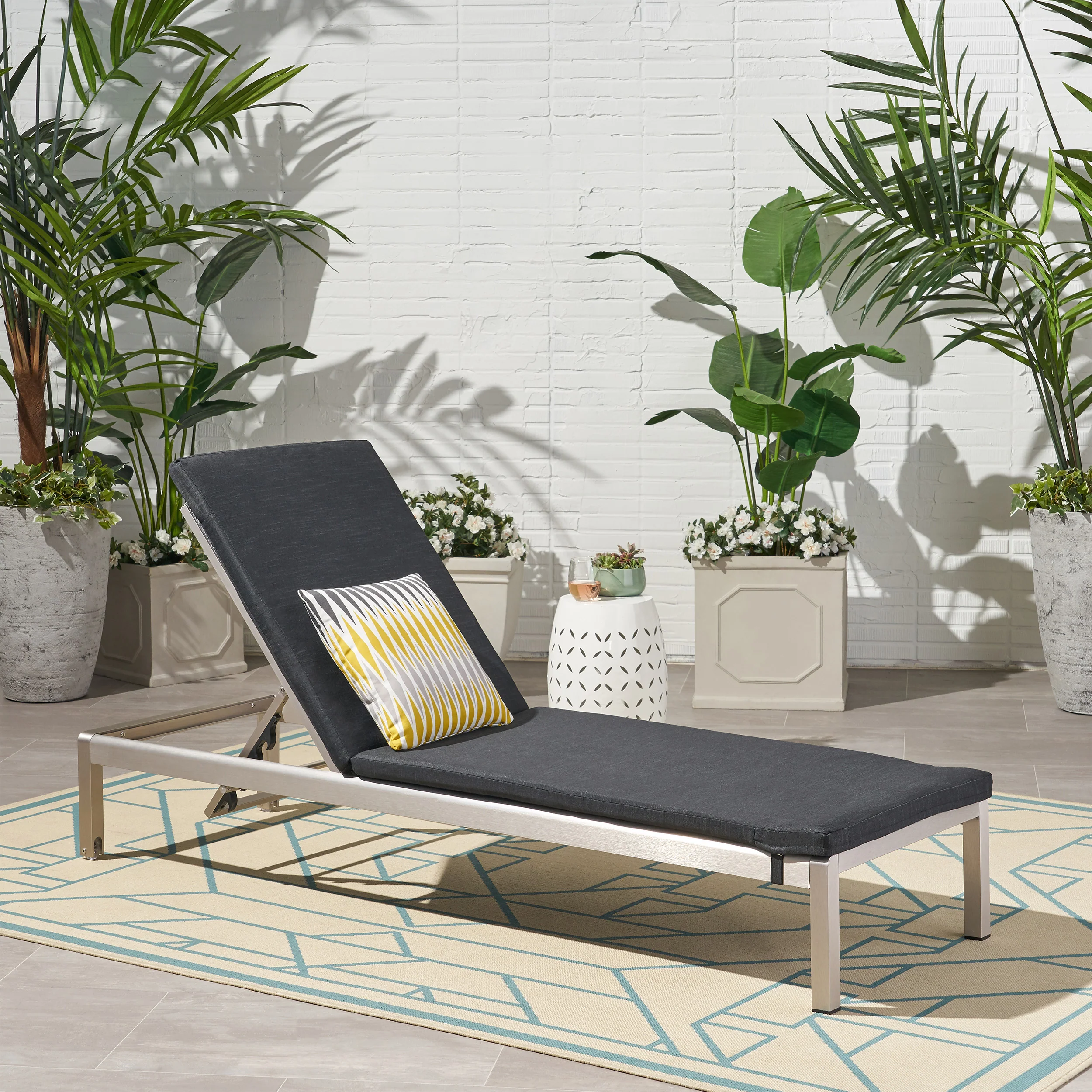 Cherie Modern Outdoor Adjustable Chaise Lounge with Cushion - furnishings