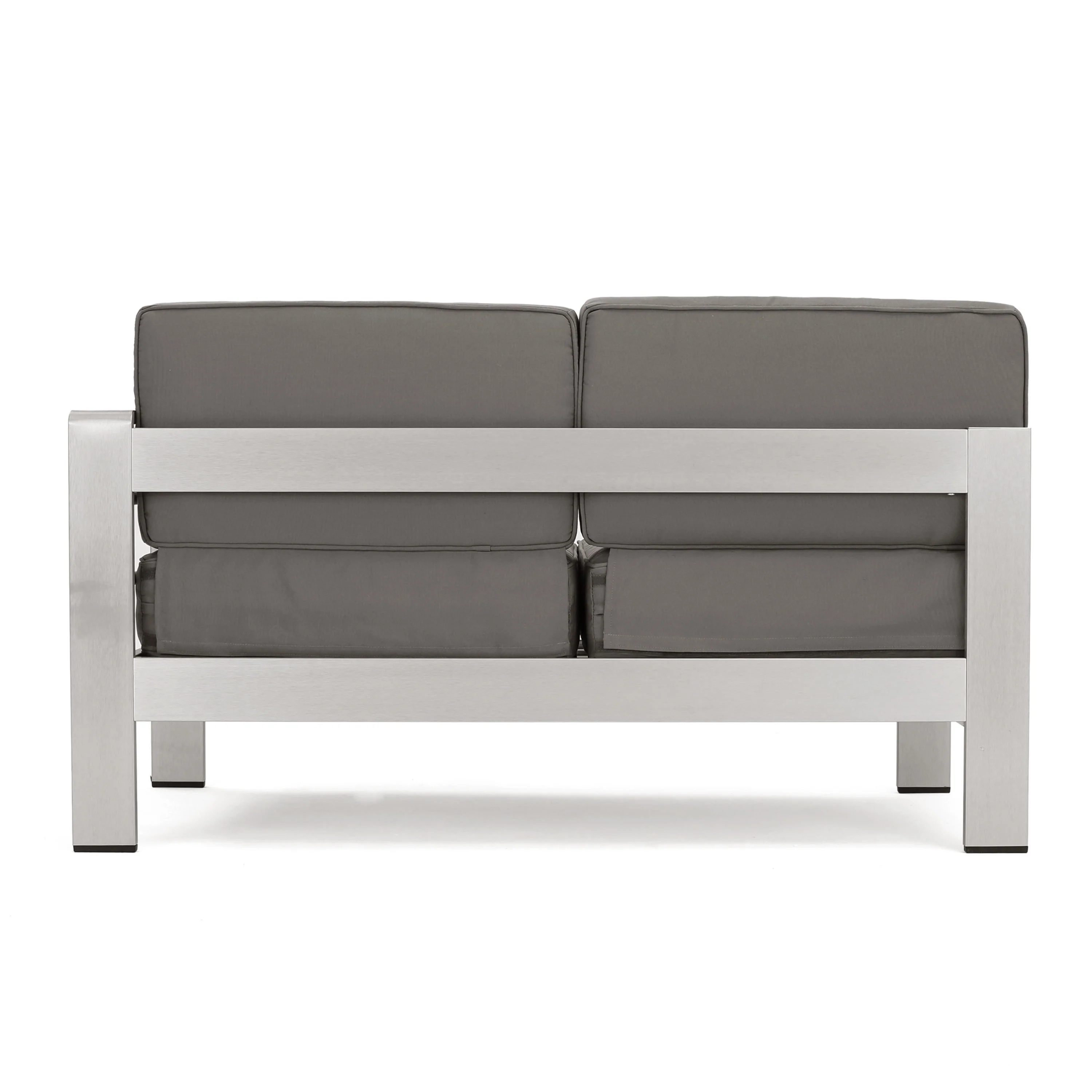 Denise Outdoor 9 Seater Aluminum U-Shaped Sofa Sectional and Fire Pit Set - furnishings
