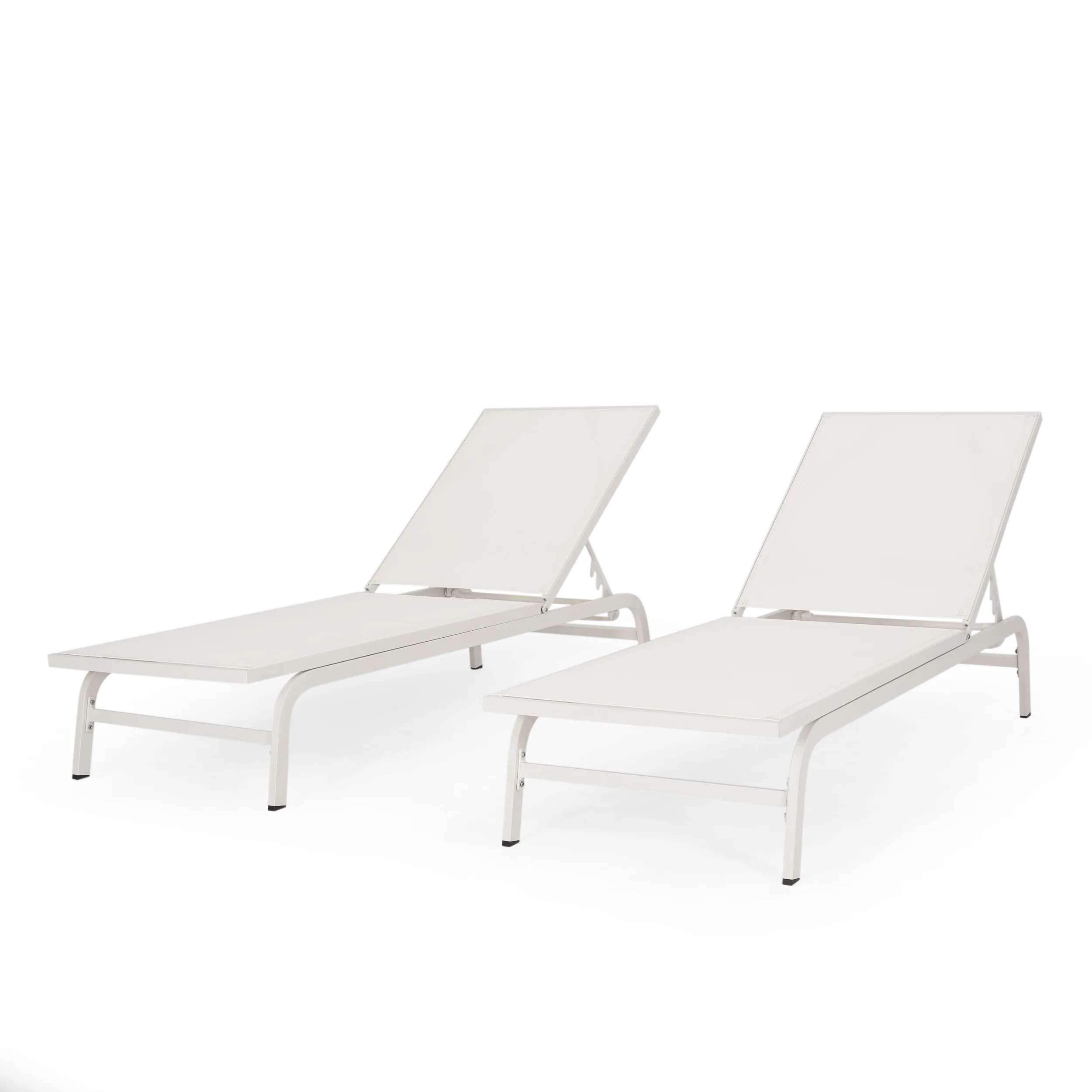 Stekar Outdoor Aluminum and Outdoor Mesh Chaise Lounge, Set of 2 - furnishings