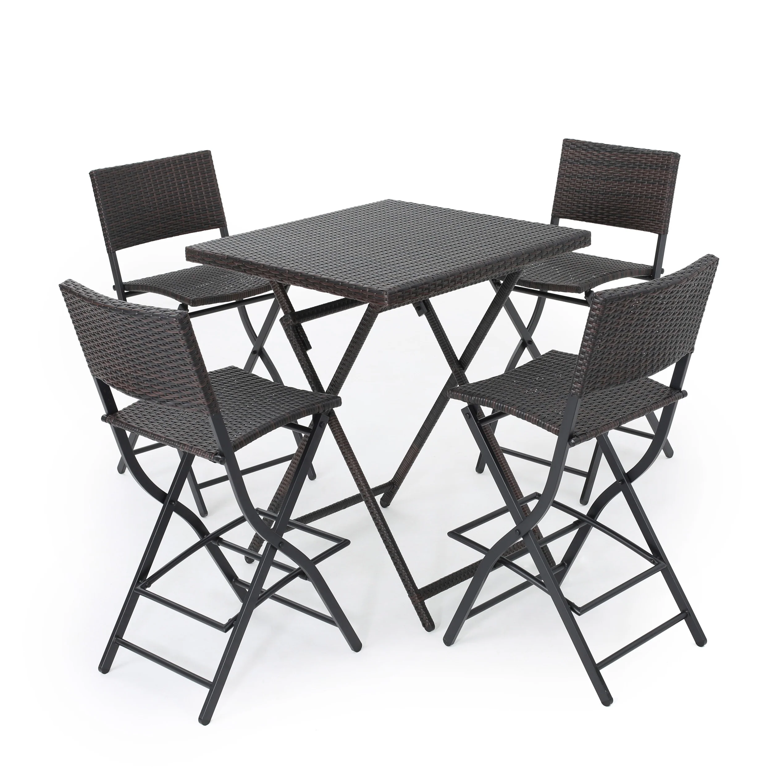 Marinelli Outdoor Multibrown Wicker 5 Piece Bar Set - furnishings