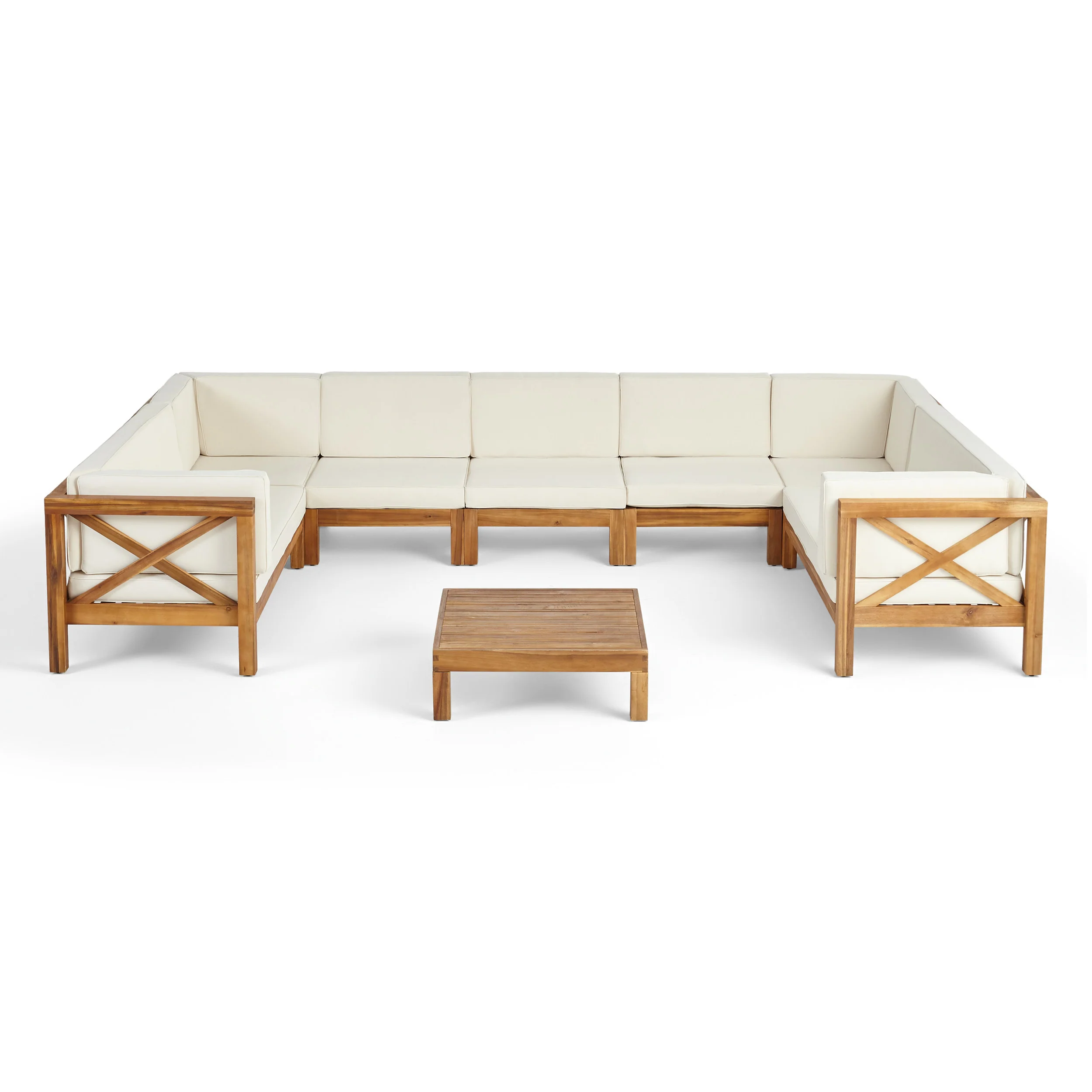 Isabella Outdoor 9 Seater Acacia Wood Sectional Sofa Set - furnishings