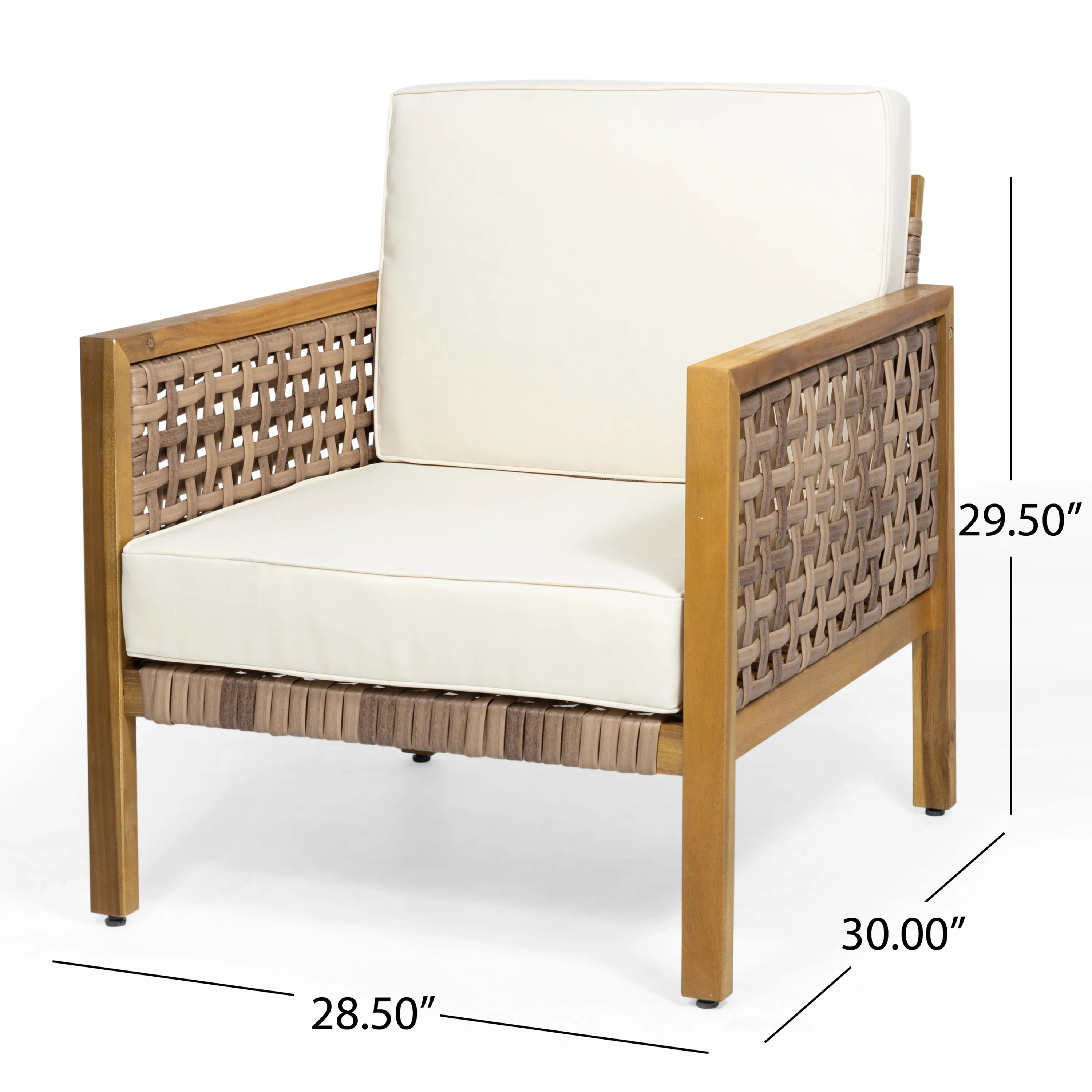 Maycen Outdoor Acacia Wood and Wicker Club Chair - furnishings