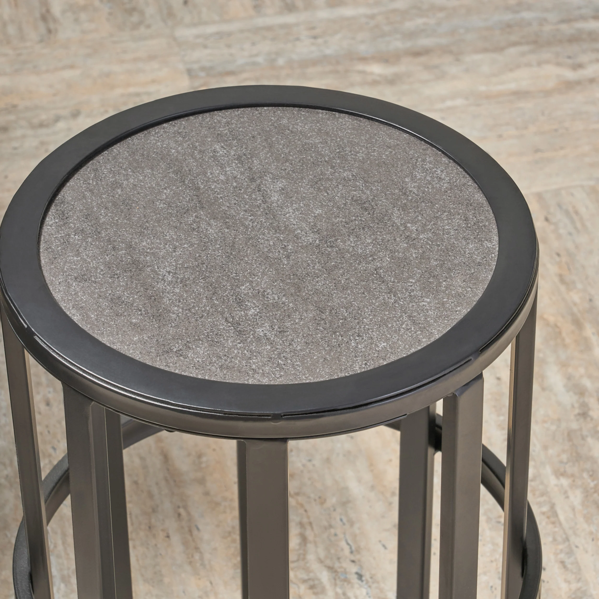 Truda Outdoor 11 Inch Grey Finish Ceramic Tile Side Table - furnishings