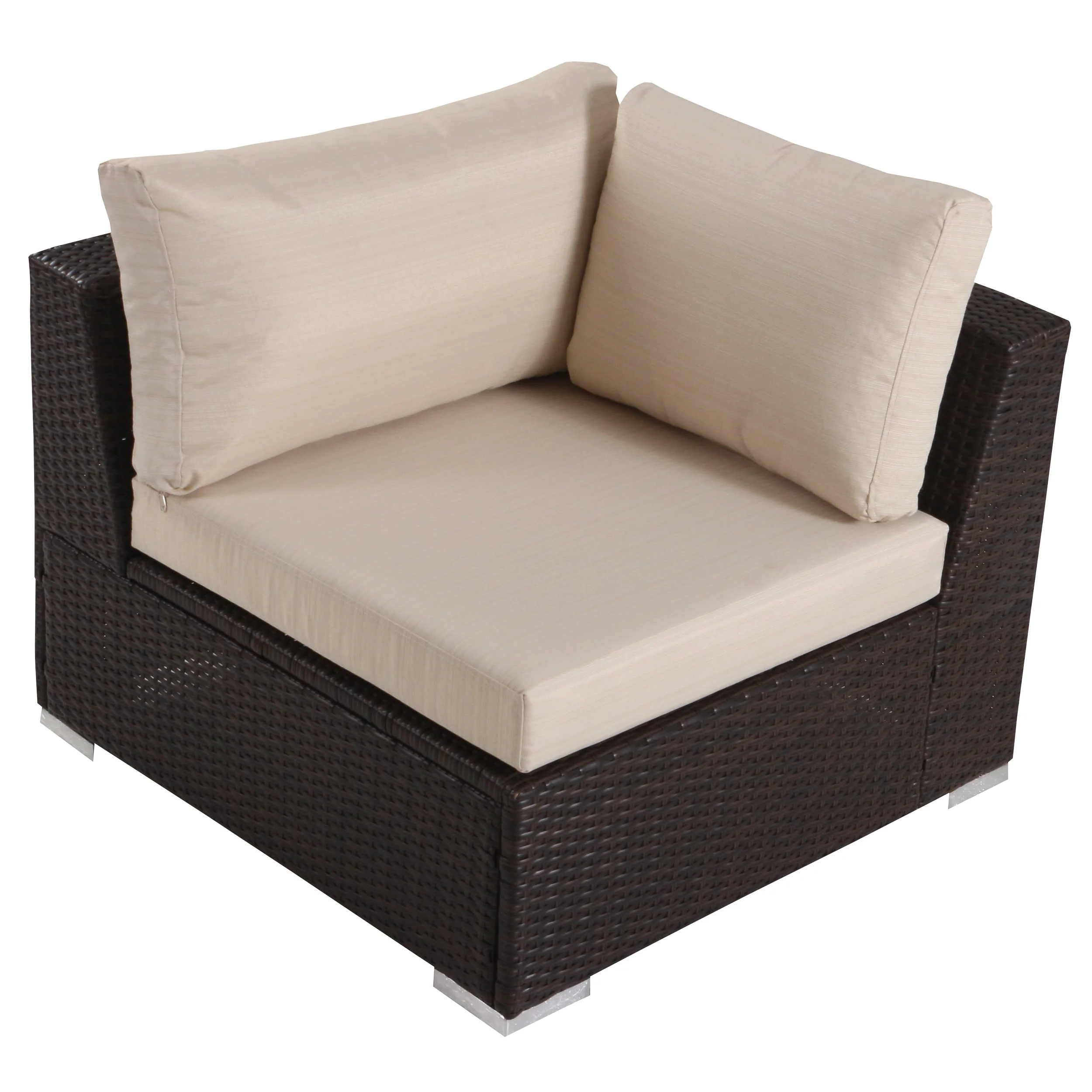 Francisco 5pc Outdoor Brown Wicker/Aluminum Seating Sectional Set w/ Cushions - furnishings