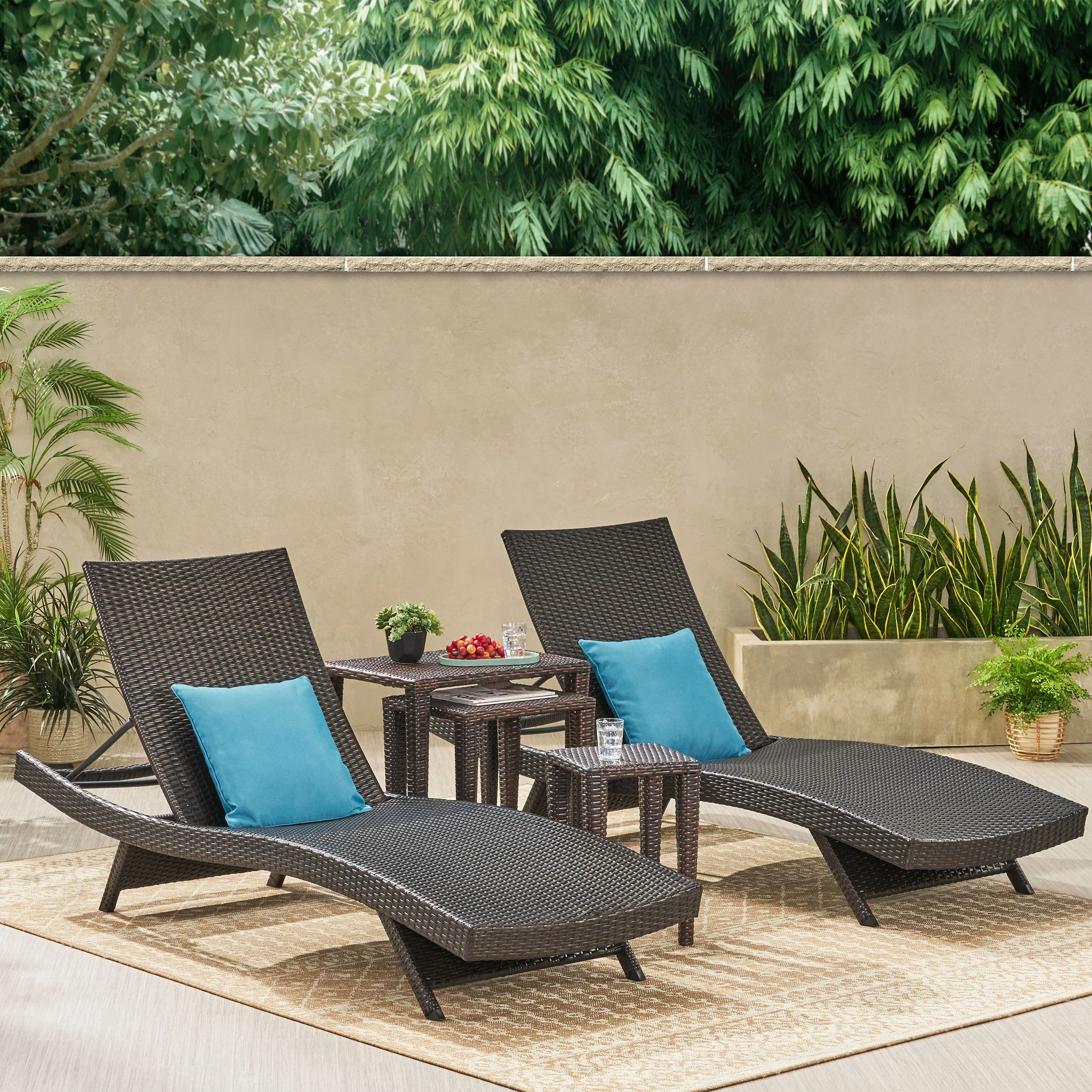Lakeport 5p Outdoor Adjustable Chaise Lounge Set - furnishings