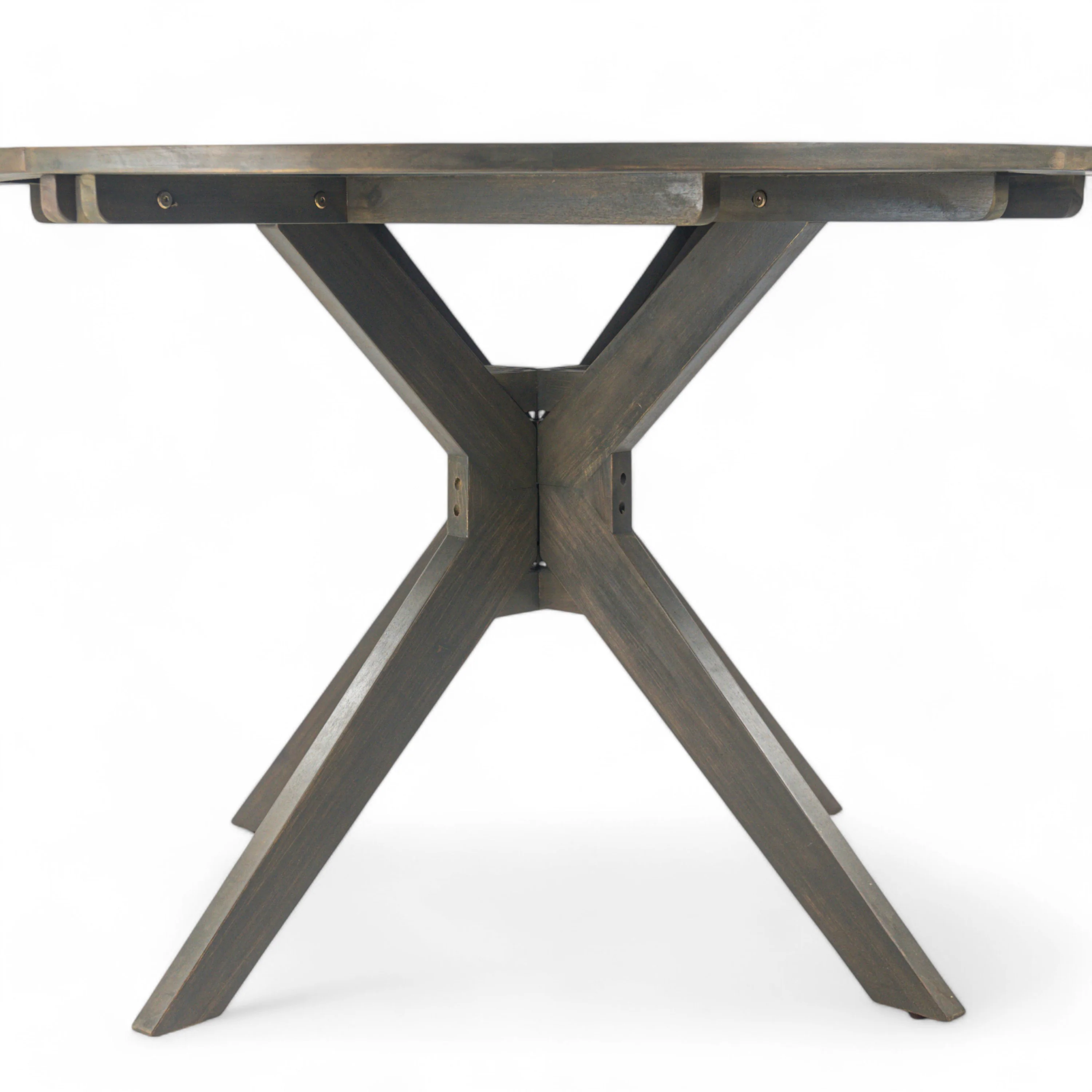 Stanford Outdoor Round Acacia Wood Dining Table with X Base, Gray - furnishings