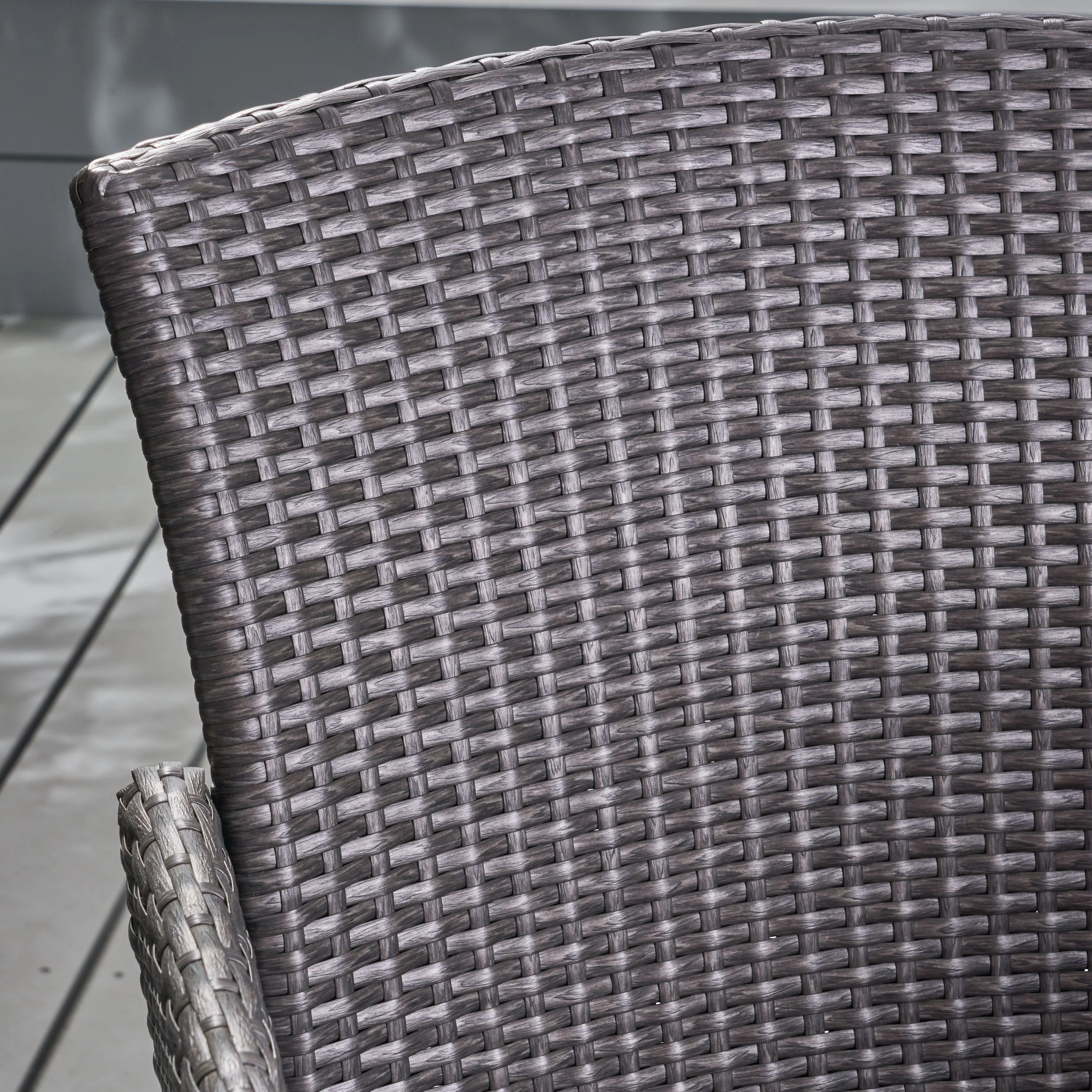 Welmas Outdoor 38 Inch Wicker Barstool (Set of 4), Grey - furnishings