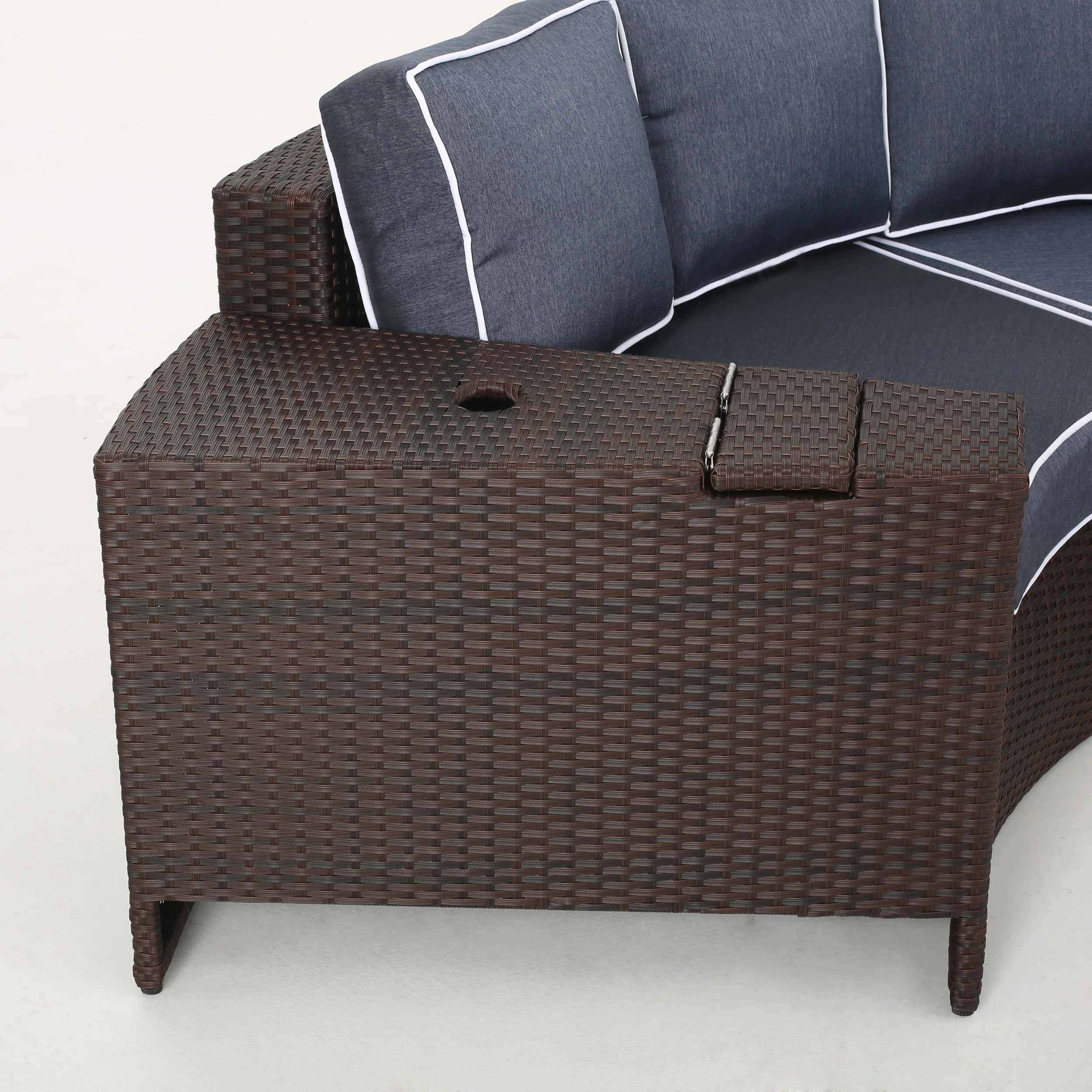 Riviera 6pc Outdoor Sectional Sofa Set w/ Storage Trunk & Ice Bucket - furnishings