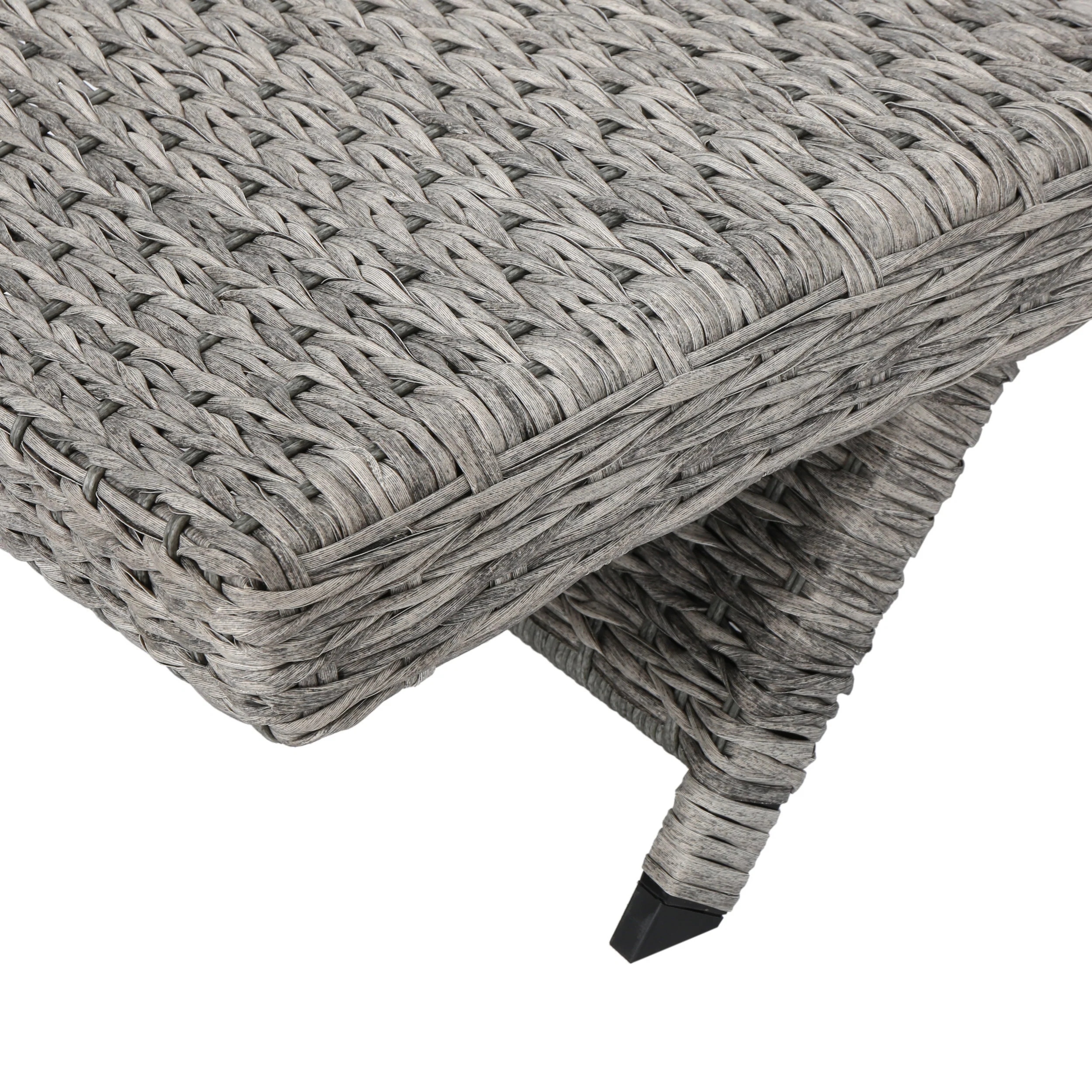 Keira Outdoor Armed Aluminum Framed Grey Wicker Chaise Lounge - furnishings