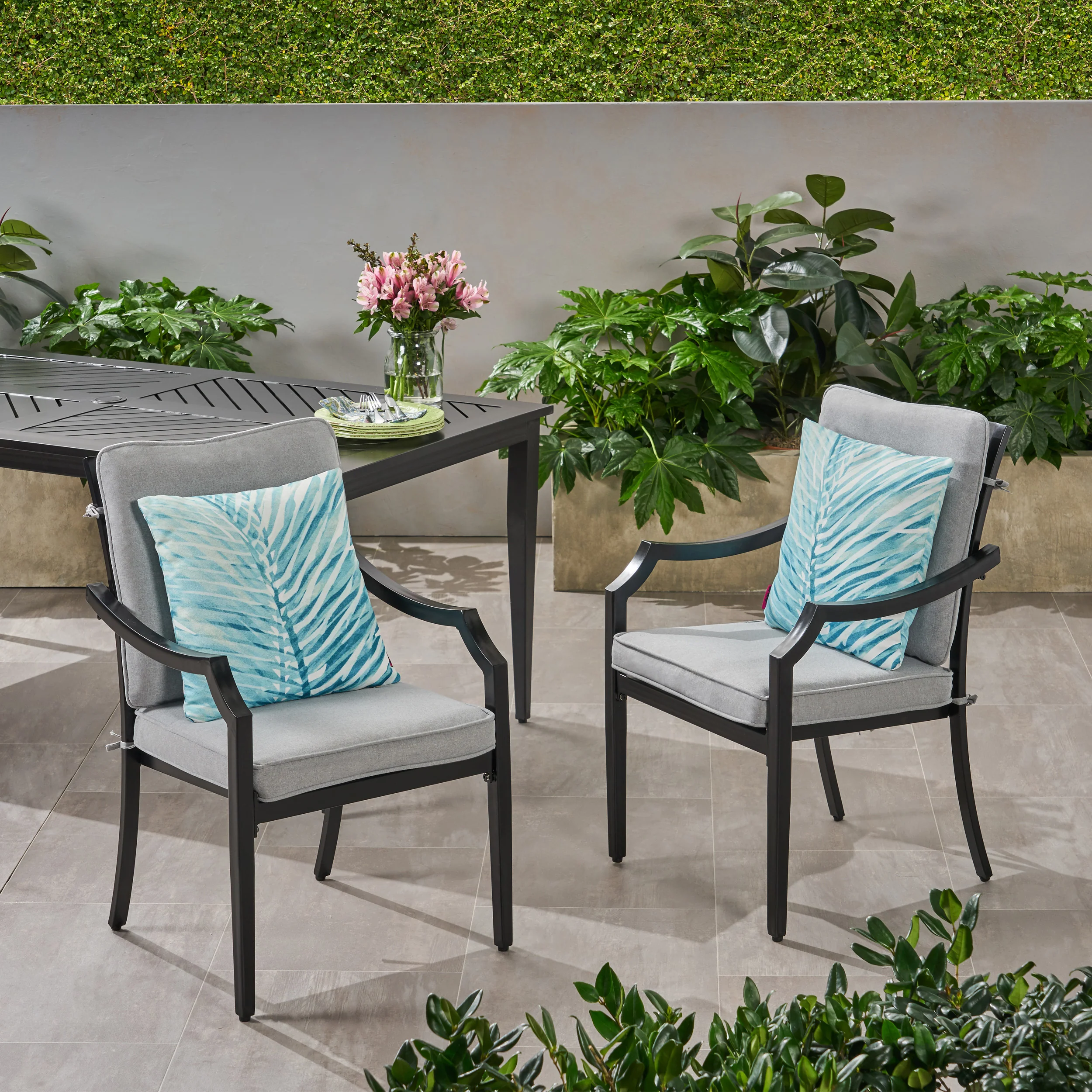 Carlson Diego Outdoor Aluminum Dining Chairs with Cushions (Set of 2) - furnishings
