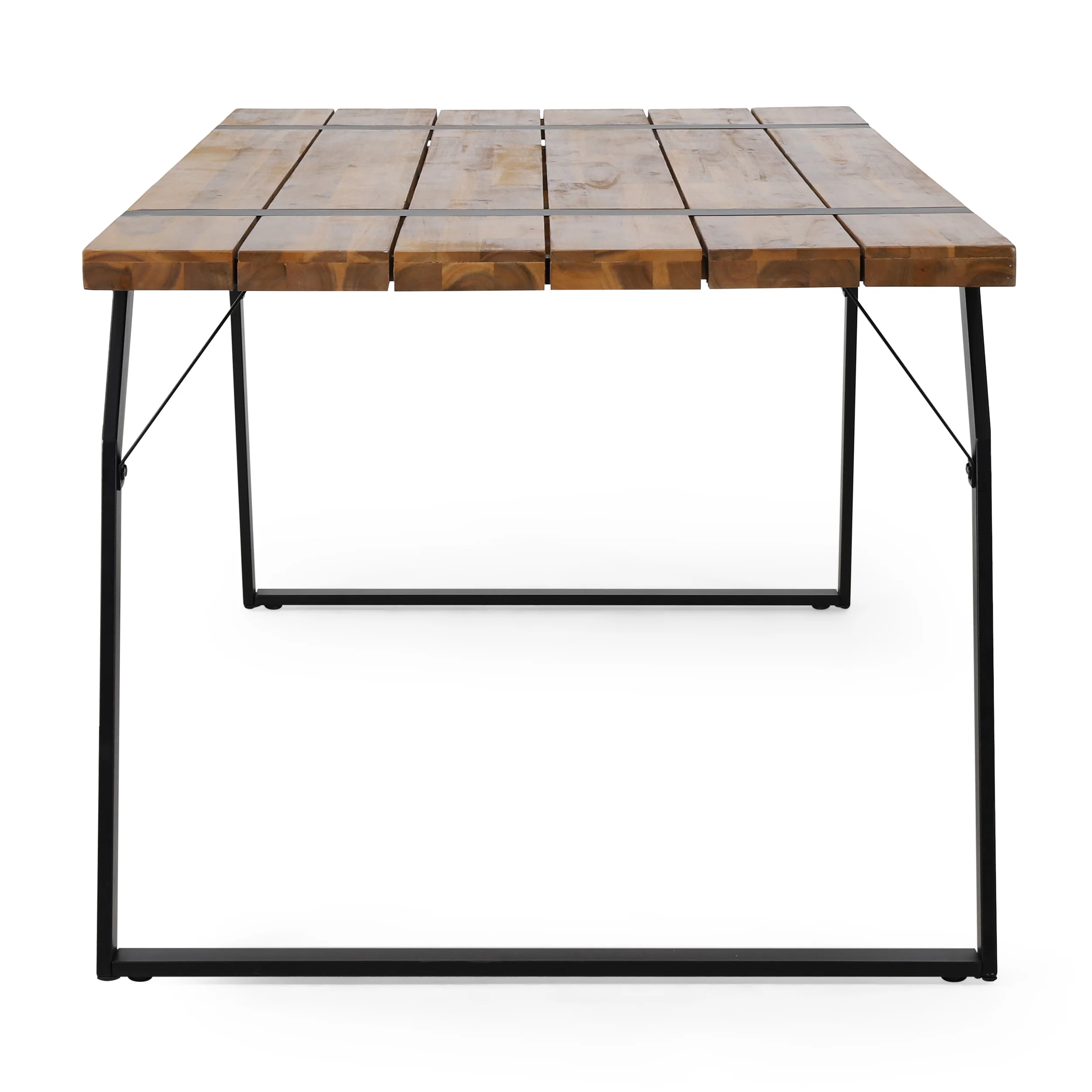 Pepple Outdoor Acacia Wood Dining Table, Teak and Black - furnishings