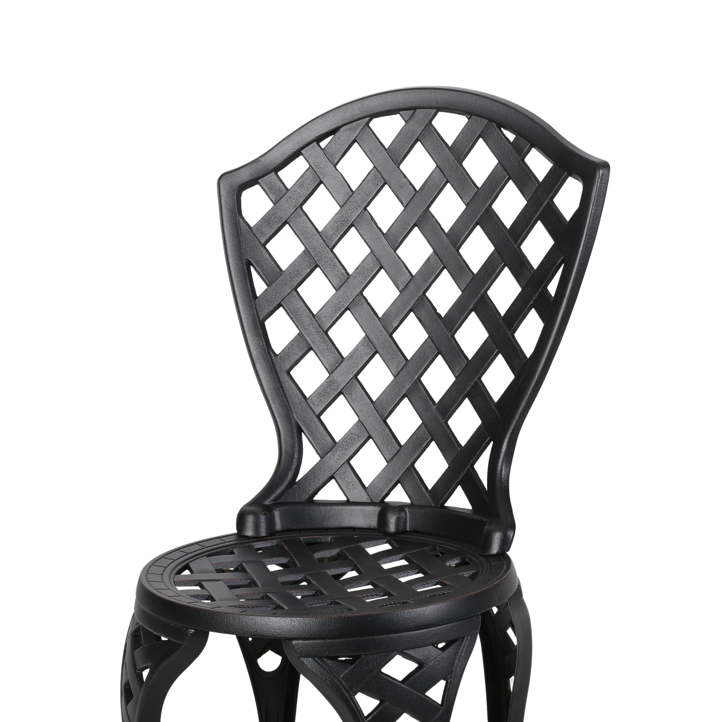 Lyon Traditional Outdoor 3-Piece Black with Bronze Cast Aluminum Bistro Set - furnishings