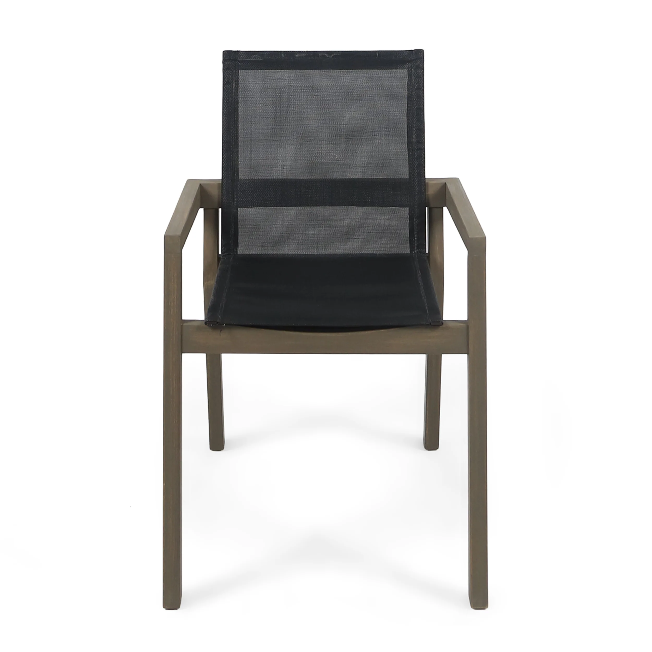 Jimmy Outdoor Acacia Wood and Mesh Dining Chairs (Set of 2) - furnishings